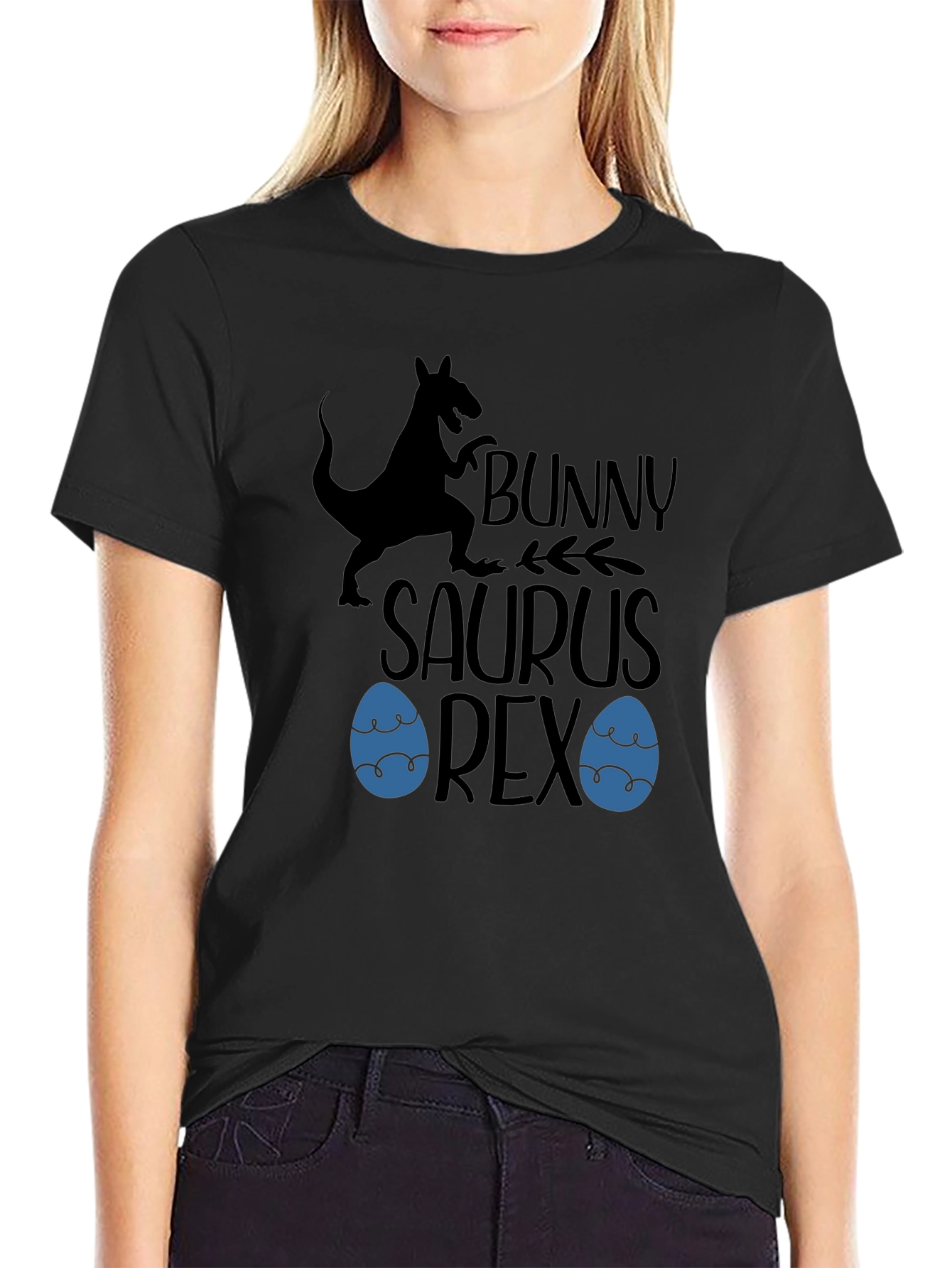 Bunny Saurus Rex Black T-Shirt