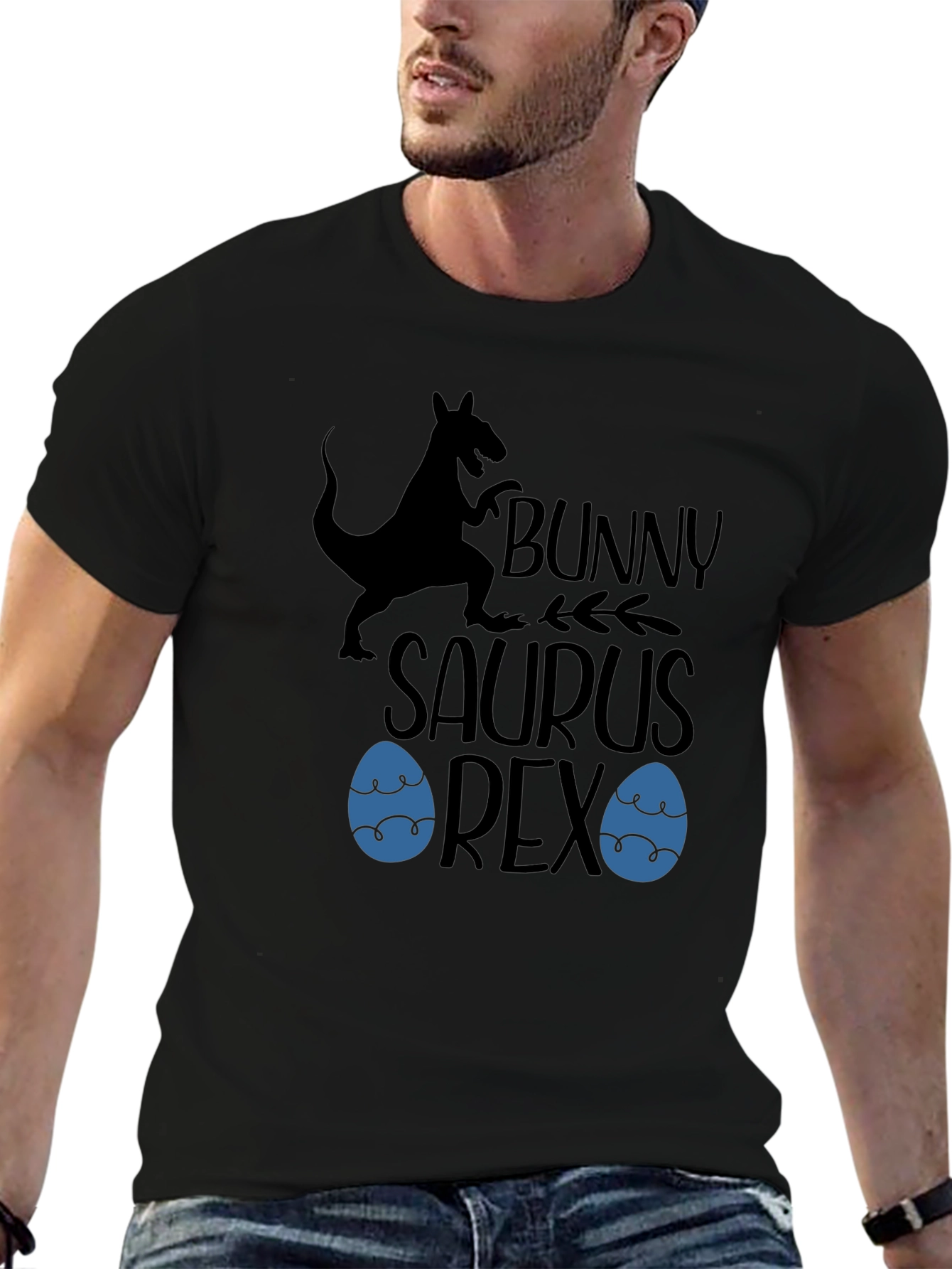 Bunny Saurus Rex Black T-Shirt