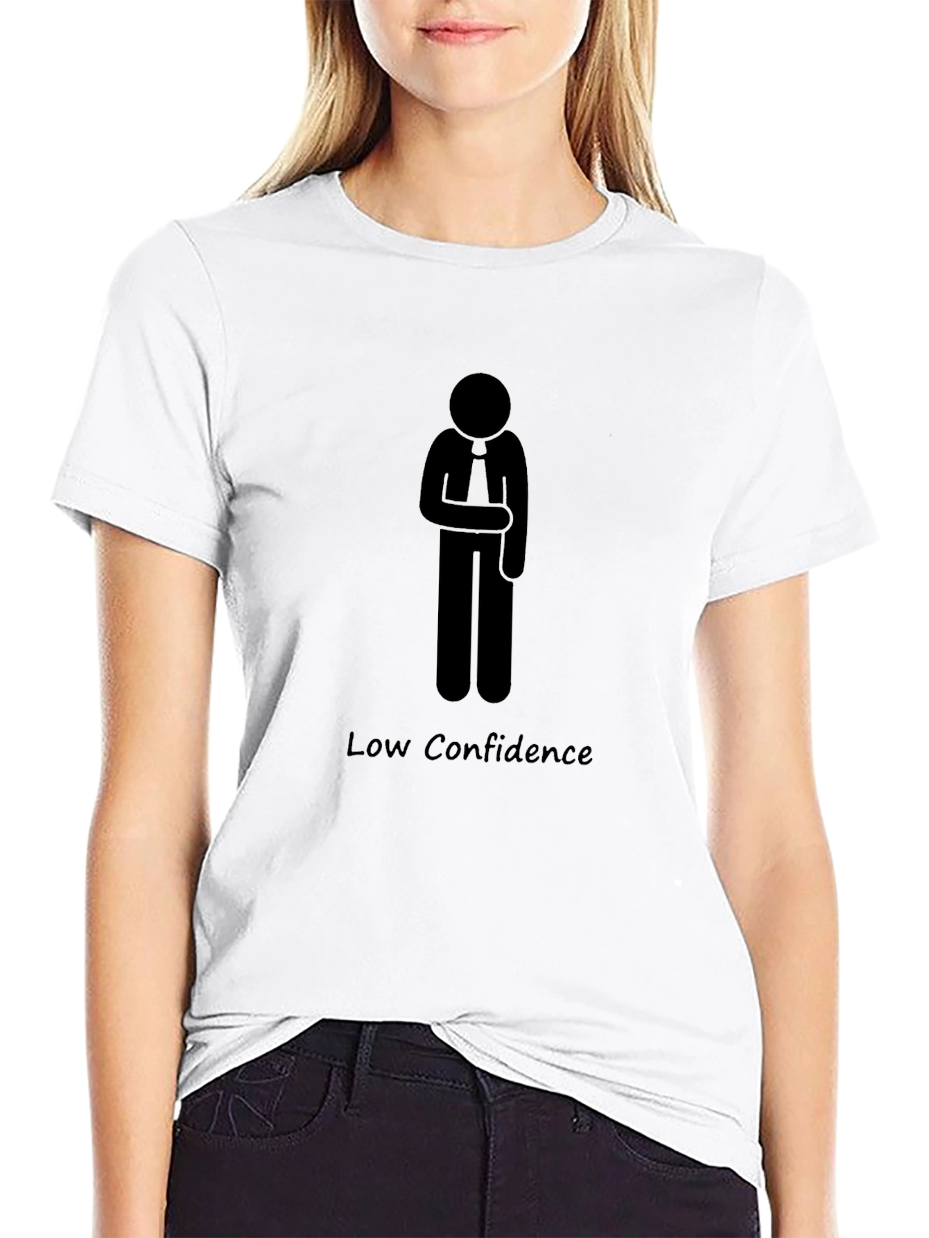 Low Confidence Stick Figure Graphic Tee - Black