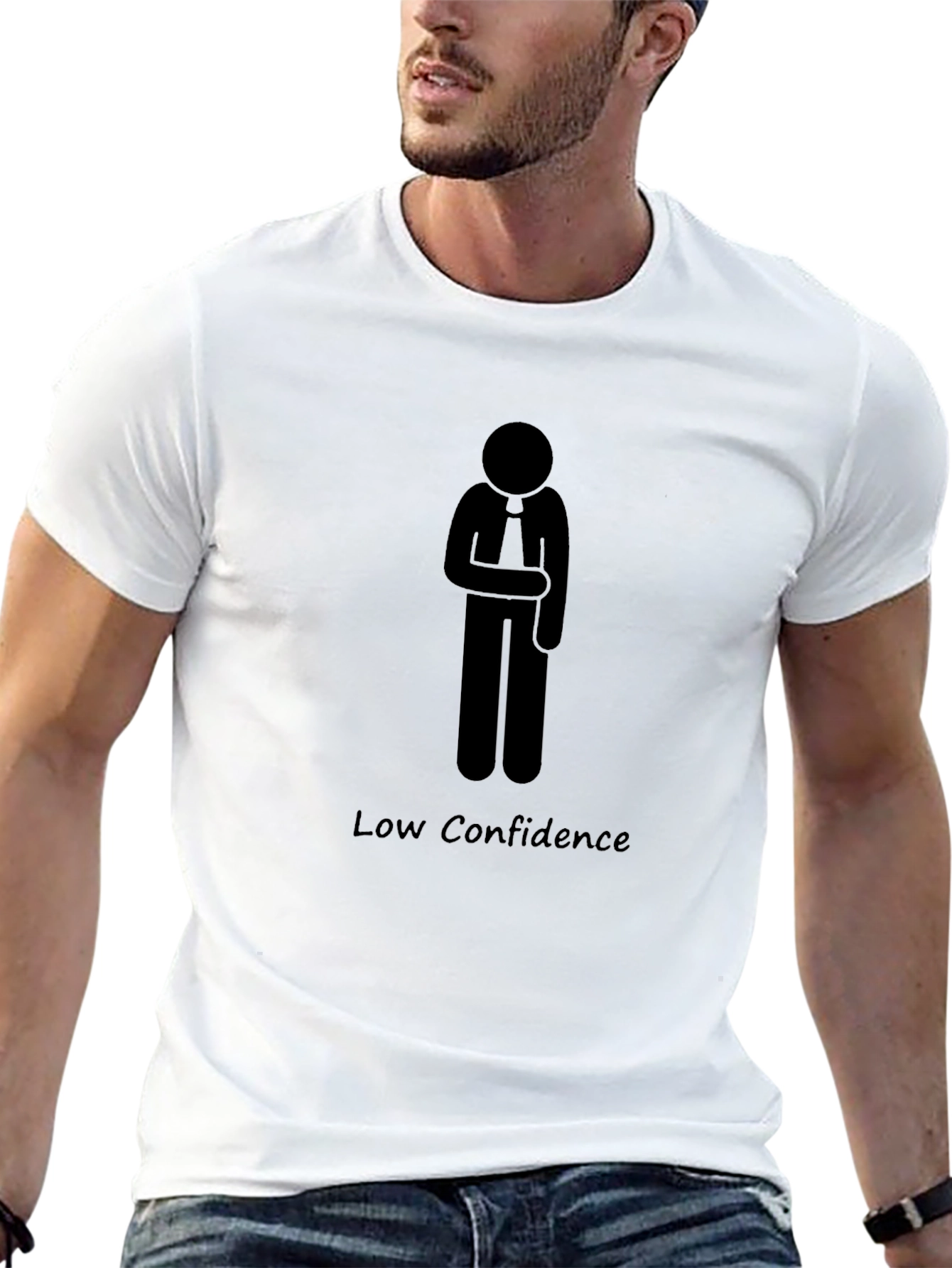 Low Confidence Stick Figure Graphic Tee - Black