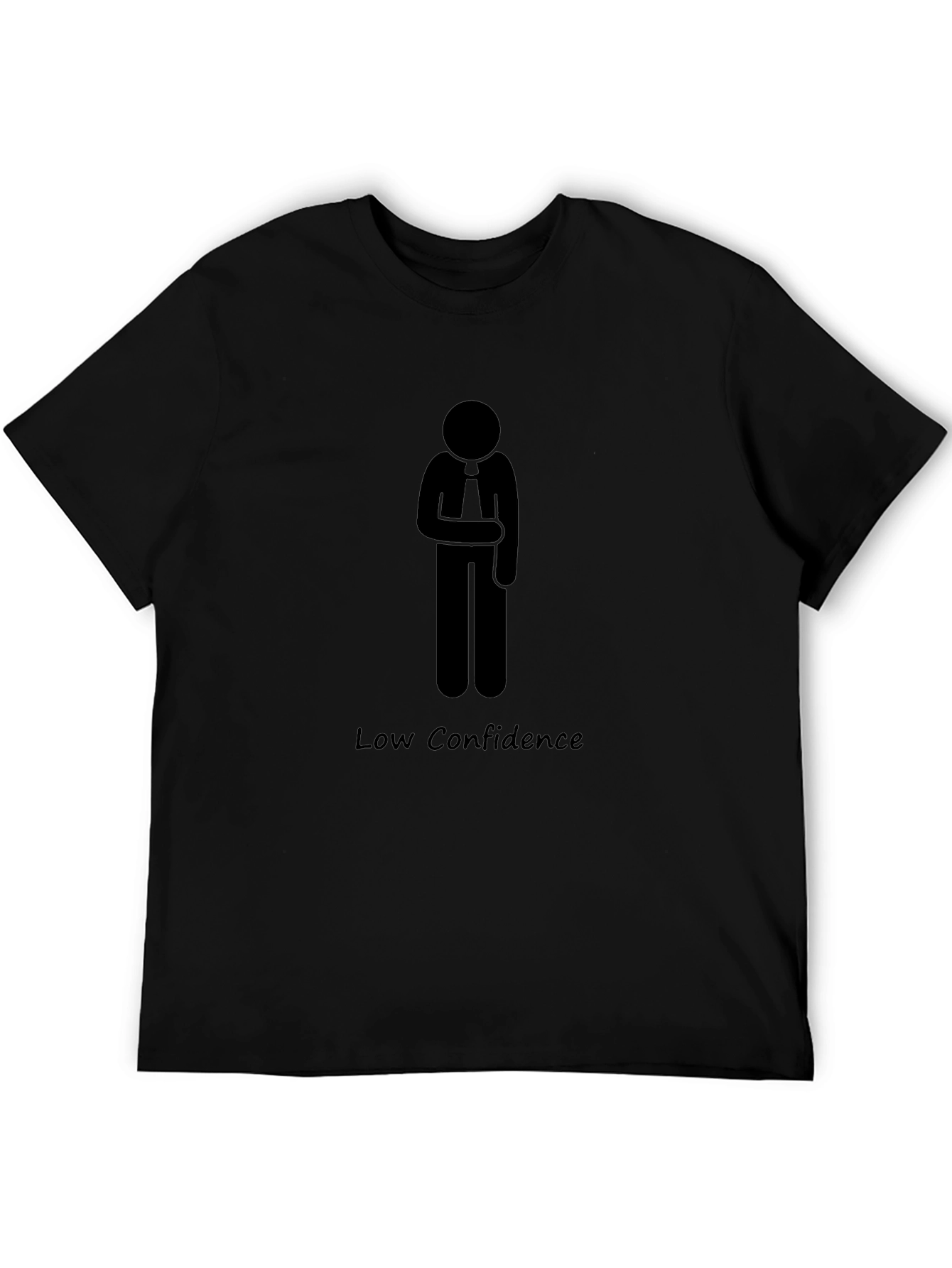 Low Confidence Stick Figure Graphic Tee - Black