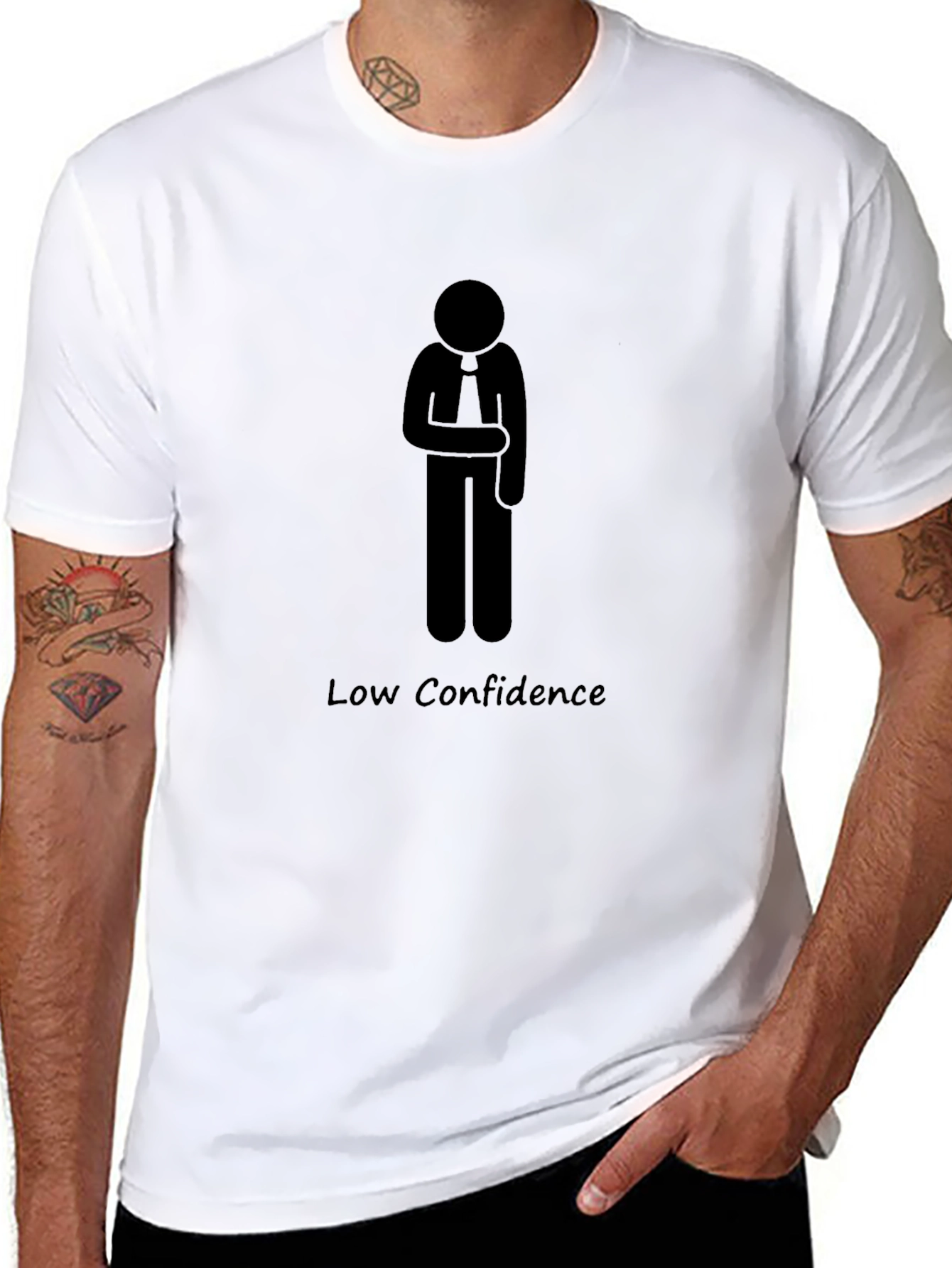 Low Confidence Stick Figure Graphic Tee - Black