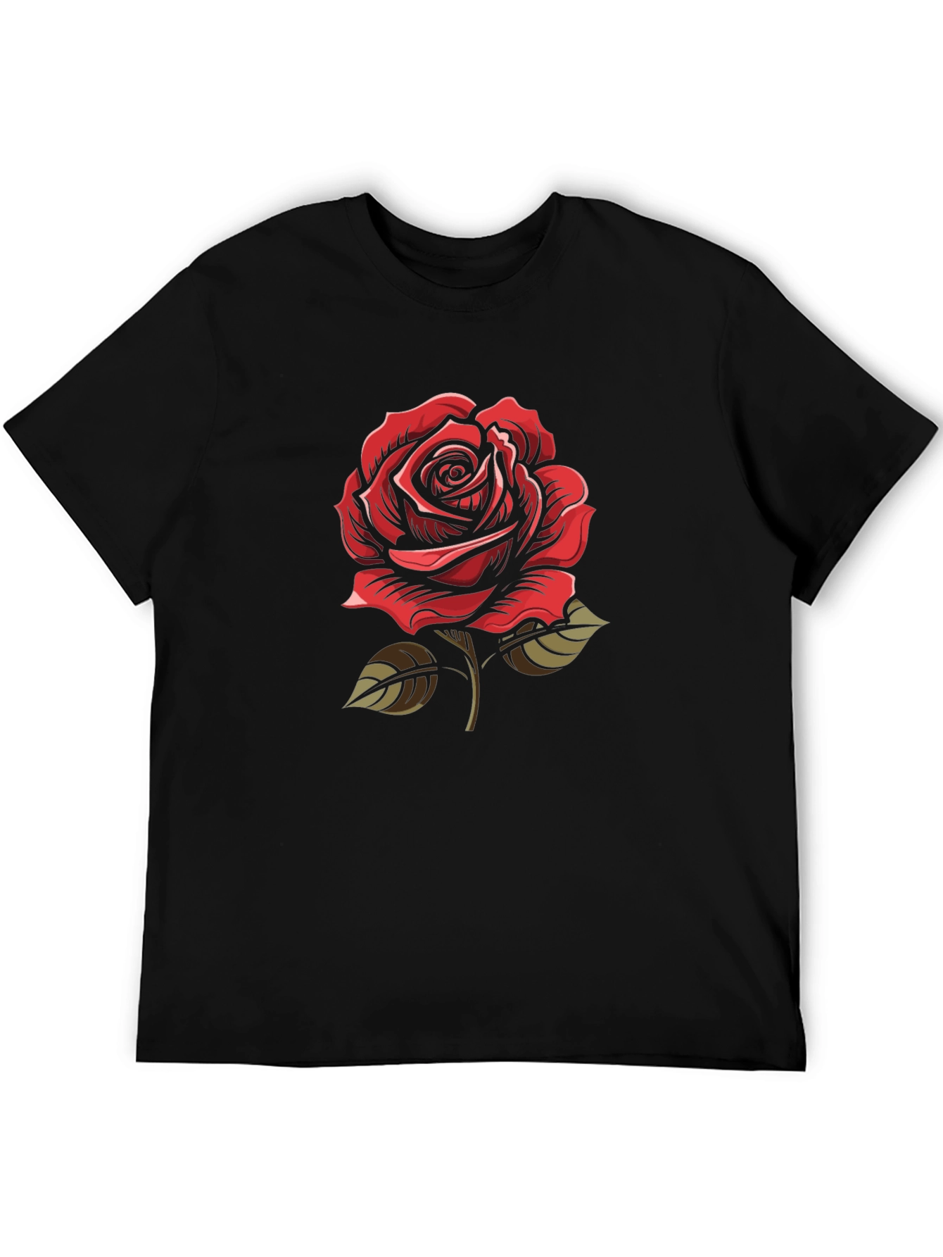 Red Rose Graphic Black T-Shirt