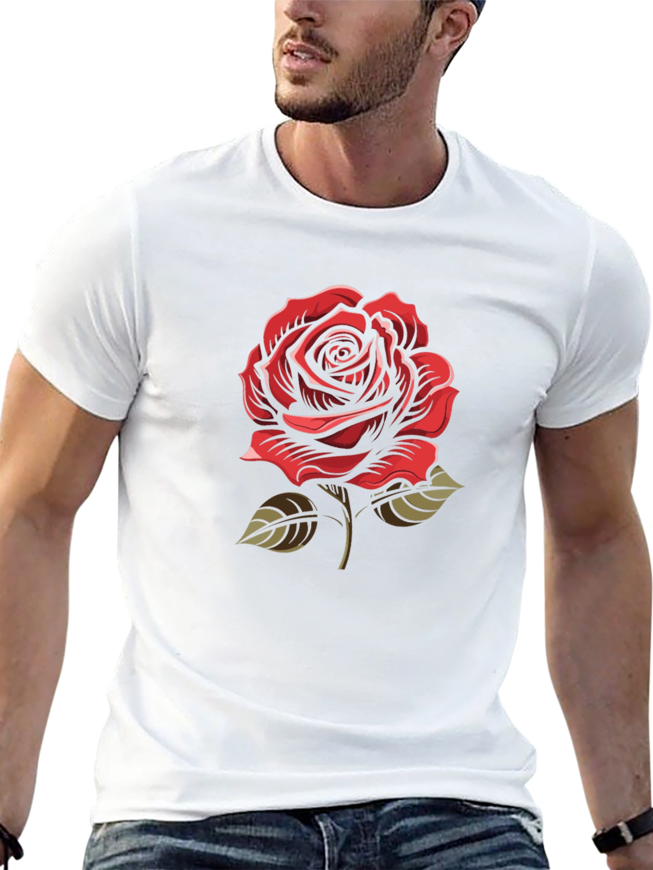Red Rose Graphic Black T-Shirt