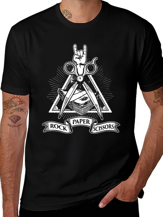 Rock Paper Scissors Graphic T-Shirt - Black Cotton Tee
