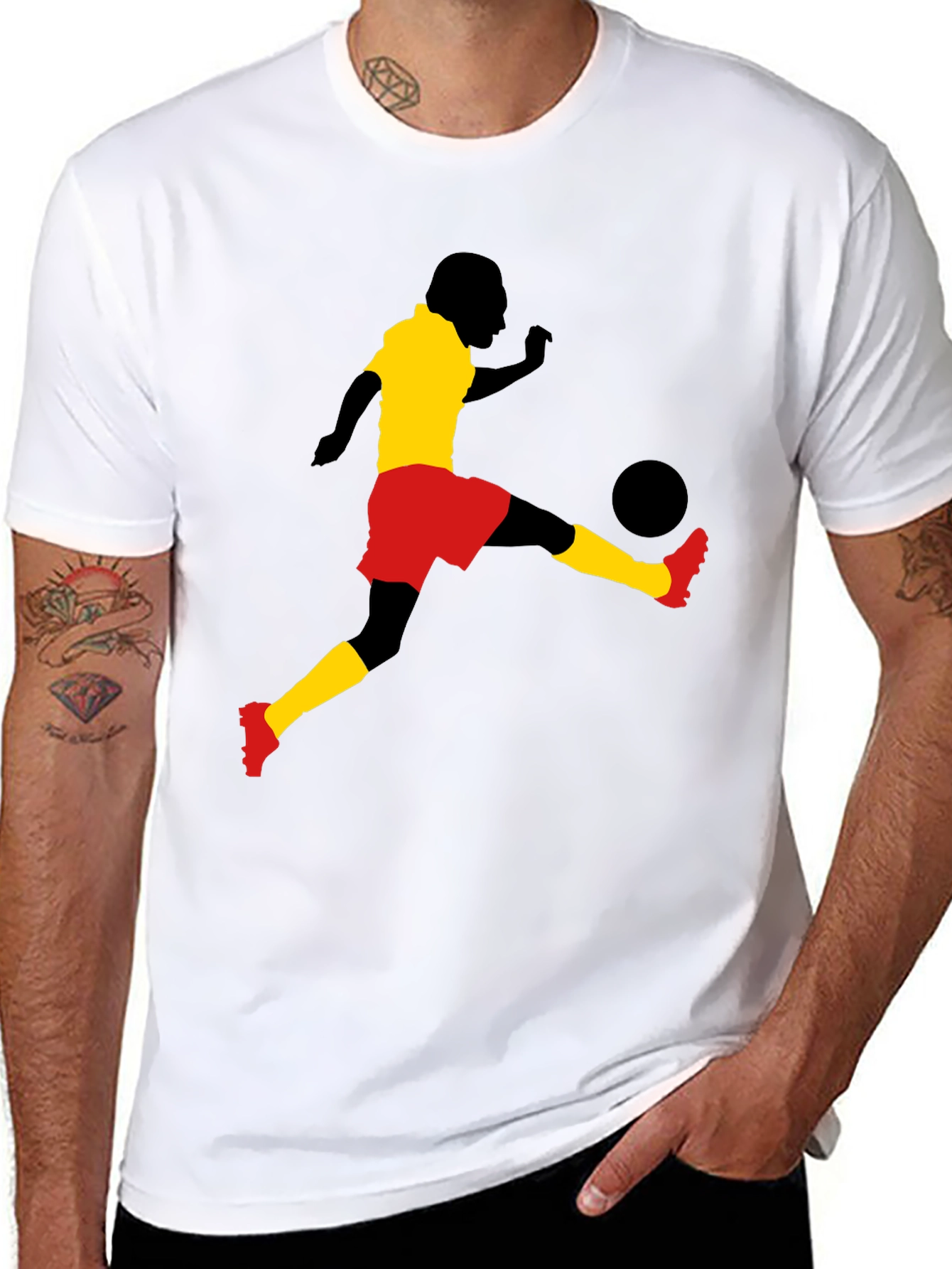 Soccer Player Graphic Tee - Stylish Black T-Shirt