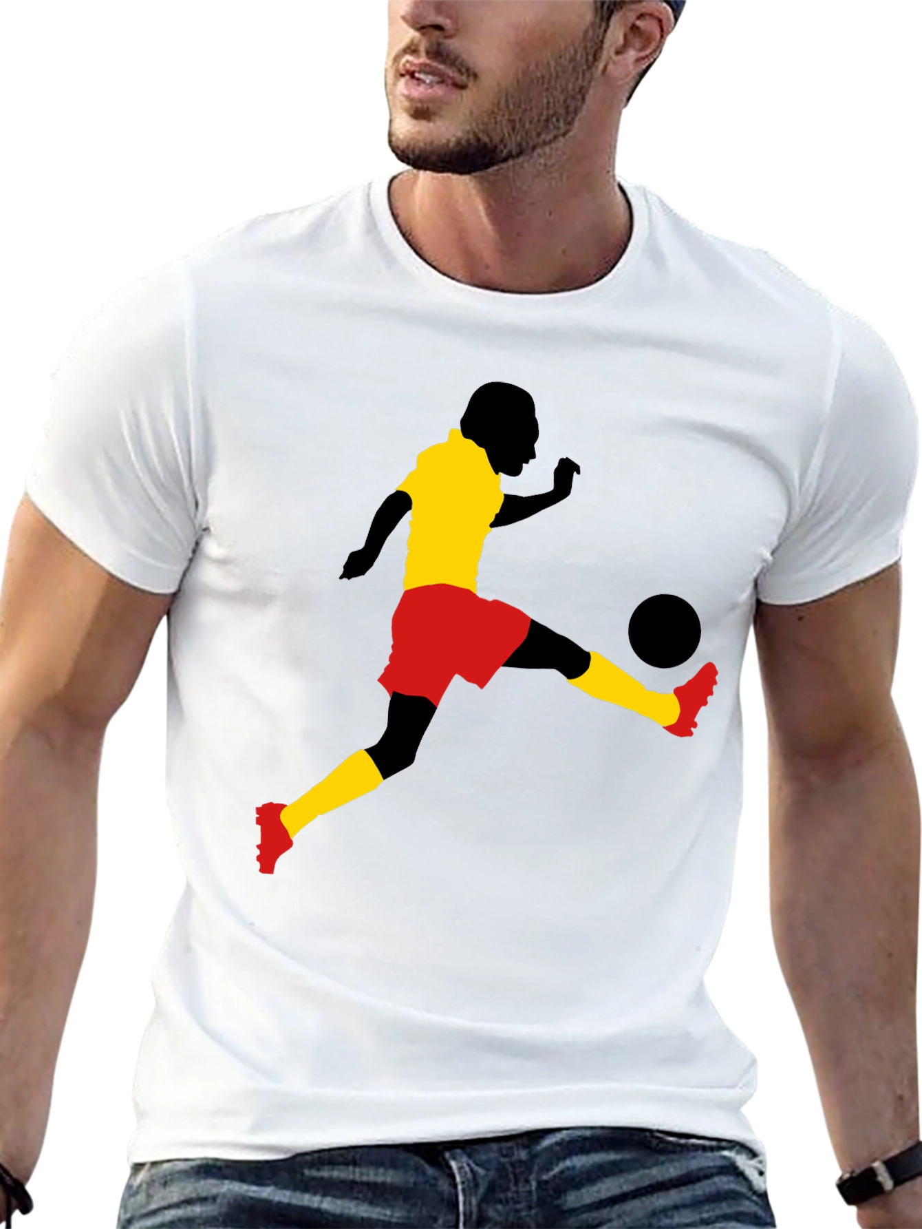 Soccer Player Graphic Tee - Stylish Black T-Shirt