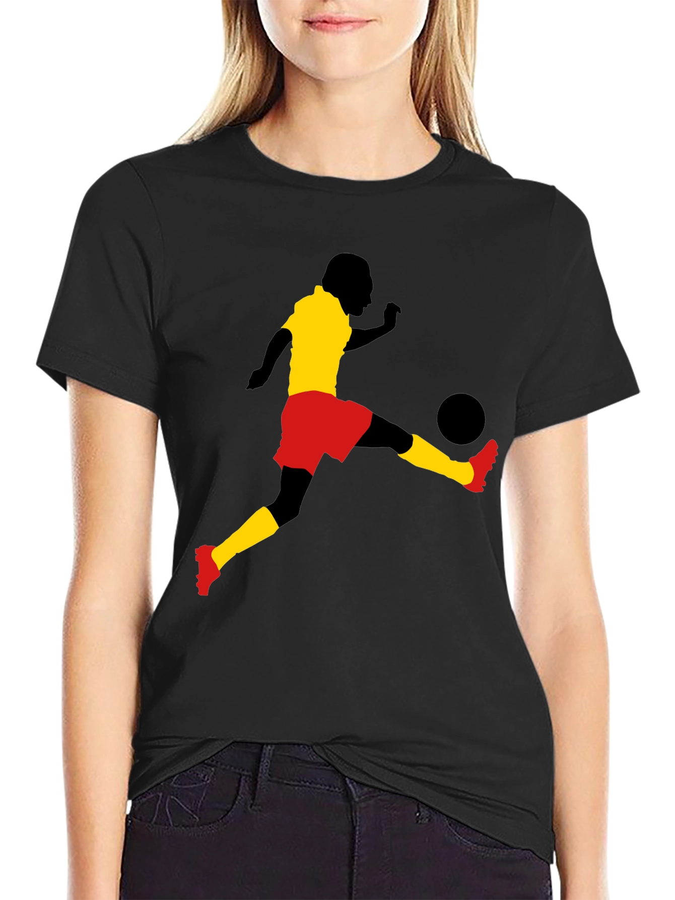 Soccer Player Graphic Tee - Stylish Black T-Shirt