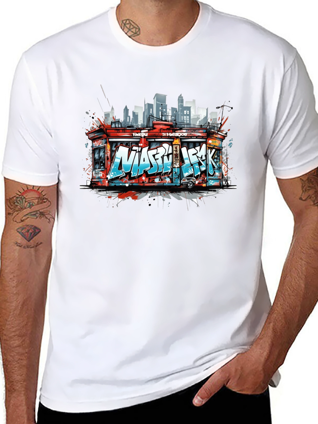 Urban Graffiti T-Shirt - Cityscape Bodega Design