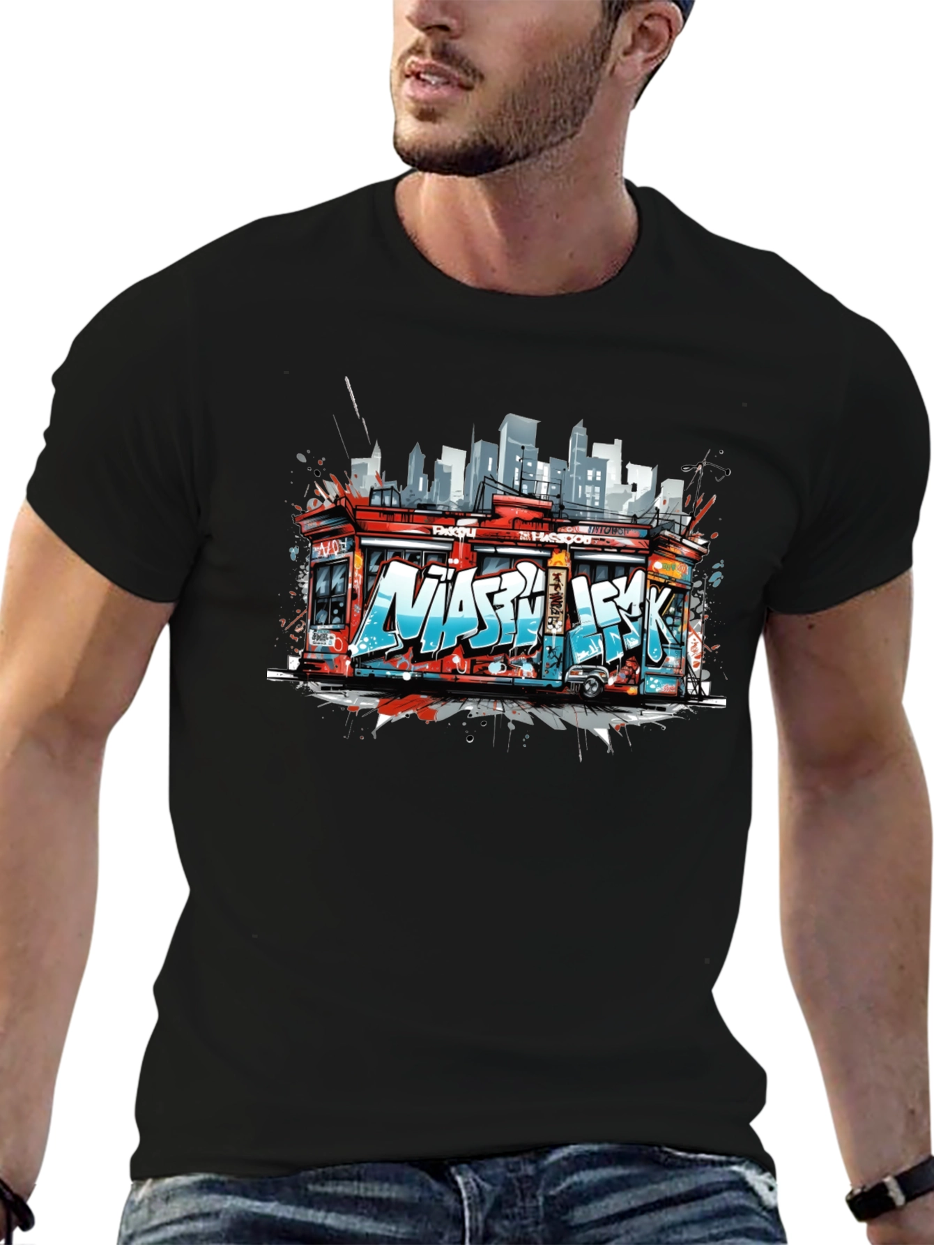 Urban Graffiti T-Shirt - Cityscape Bodega Design
