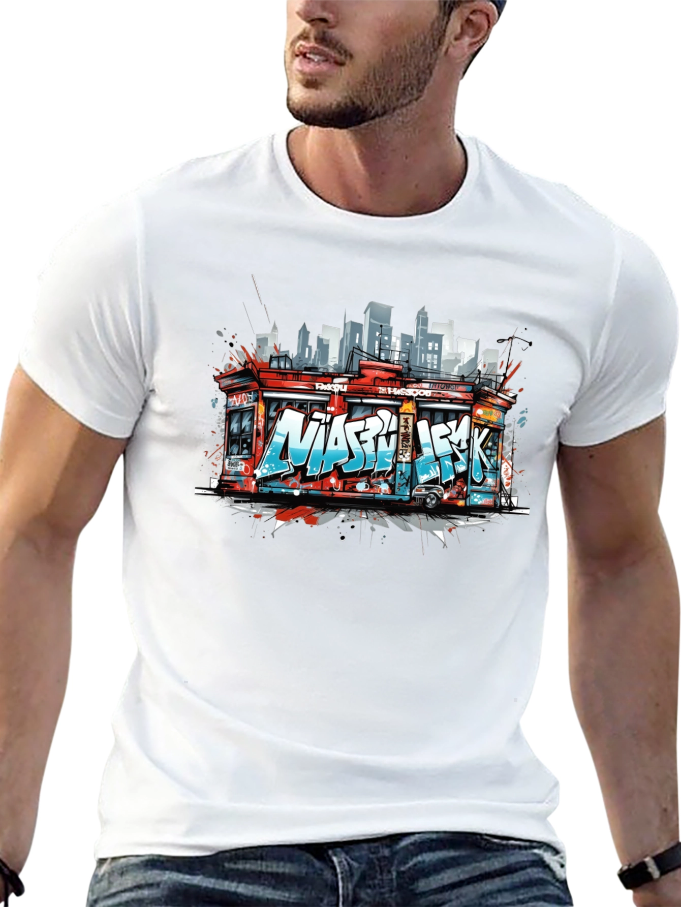 Urban Graffiti T-Shirt - Cityscape Bodega Design