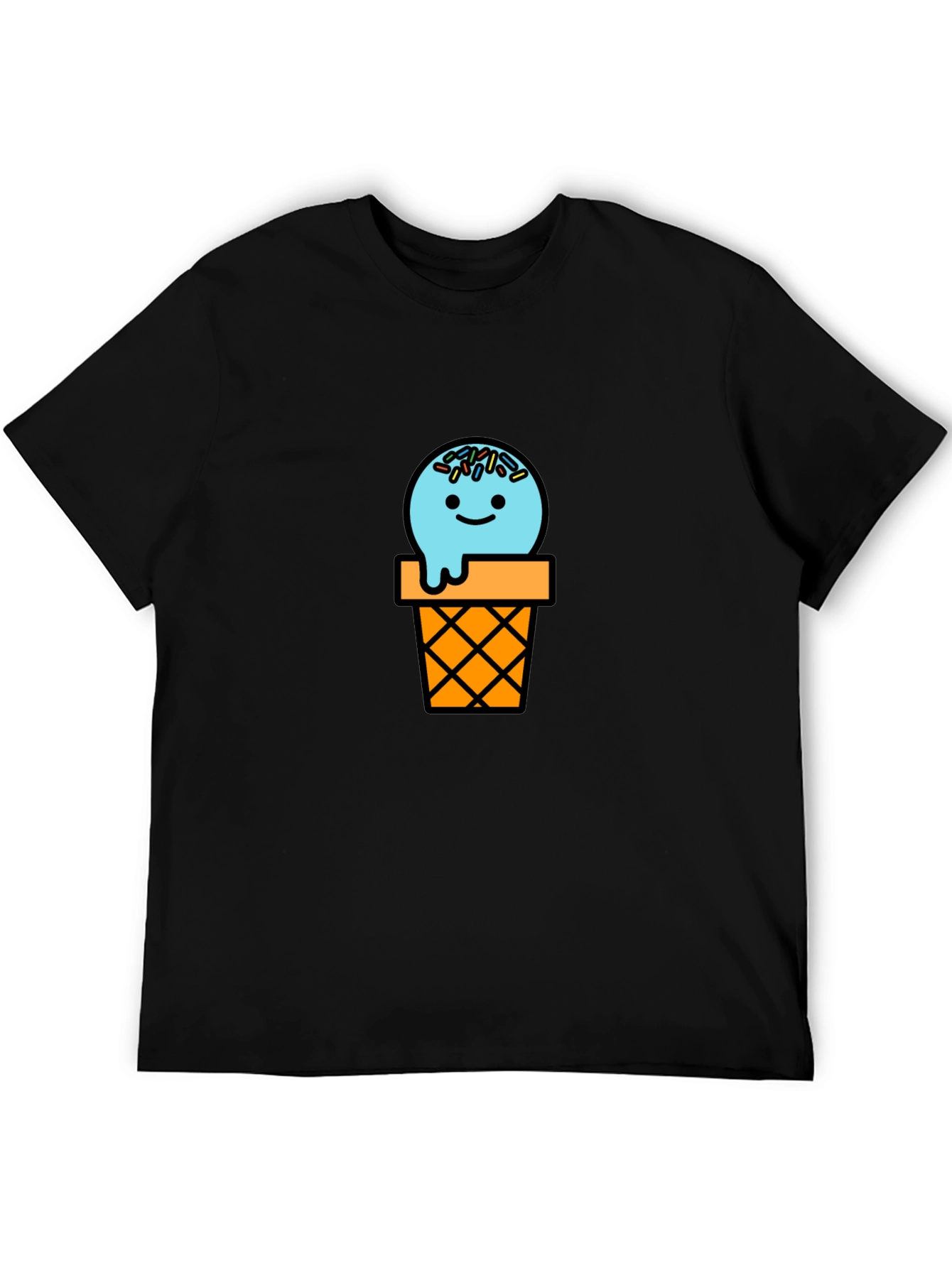 Ice Cream Cone Graphic Tee - Black Cotton T-Shirt