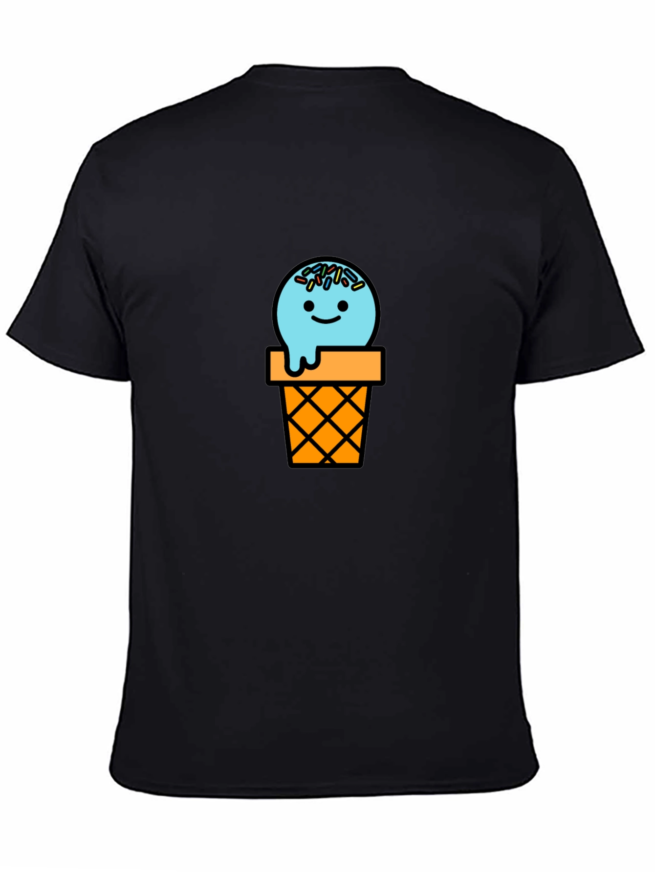 Ice Cream Cone Graphic Tee - Black Cotton T-Shirt