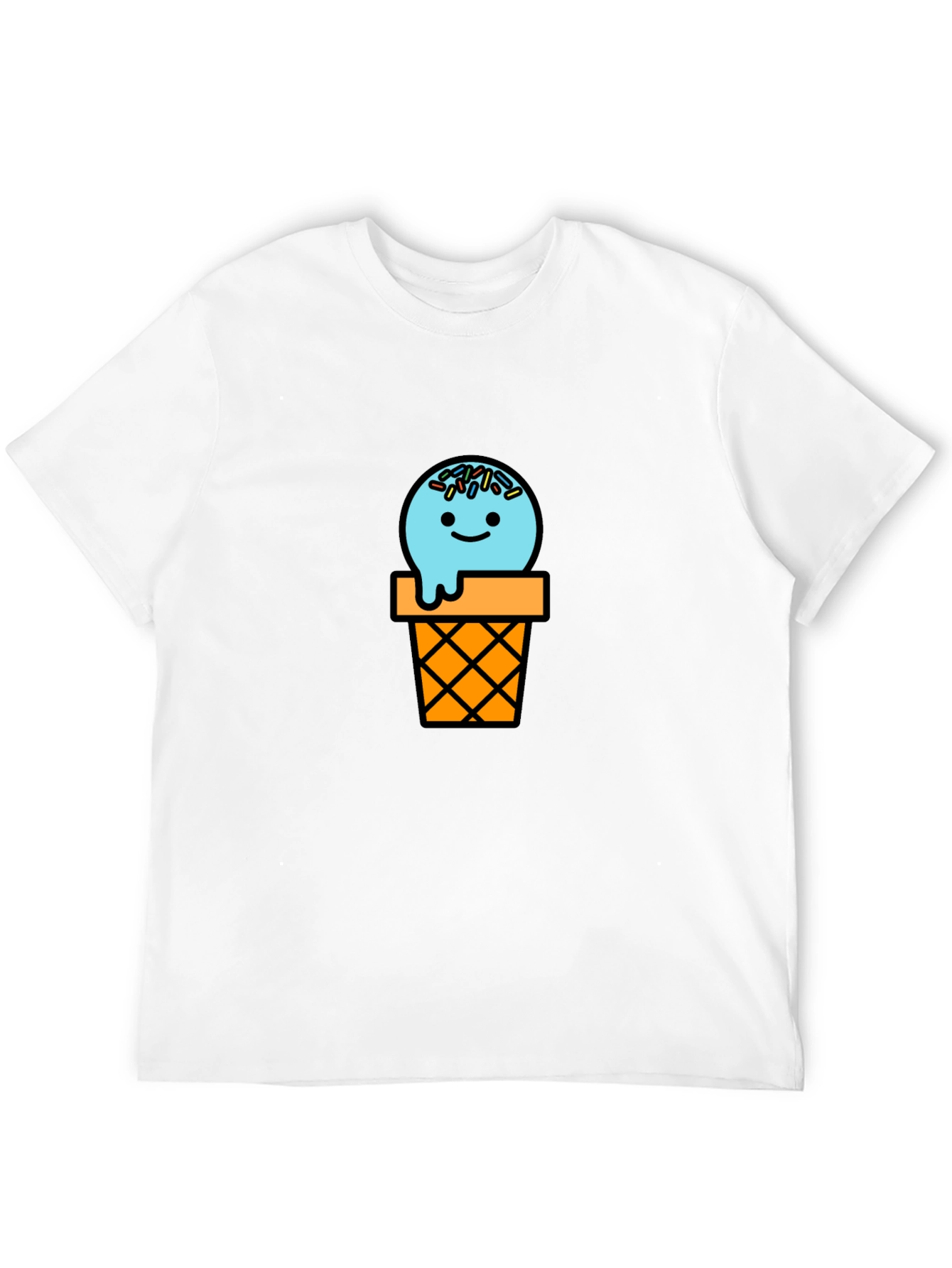 Ice Cream Cone Graphic Tee - Black Cotton T-Shirt