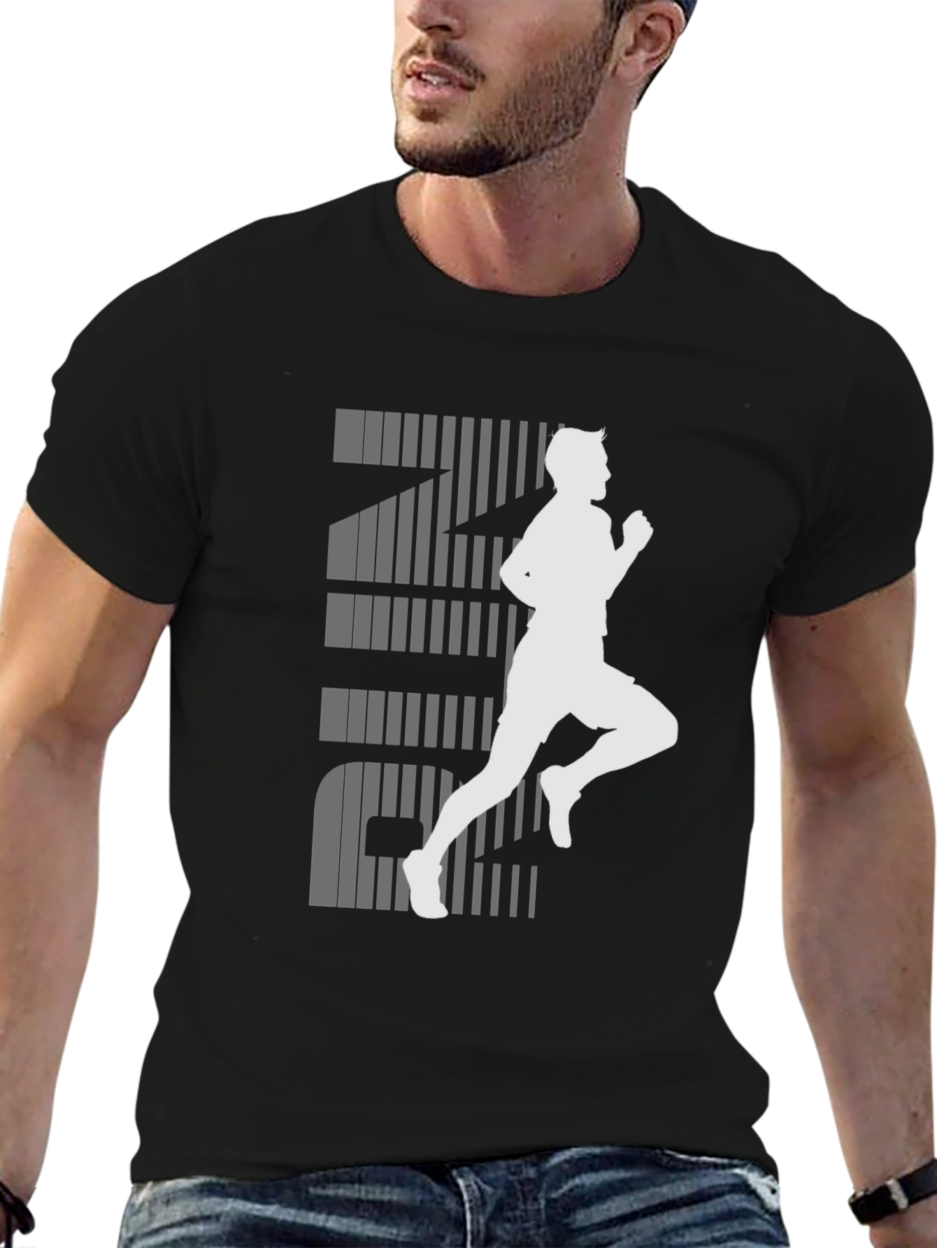 Mens Black RUN Graphic Tee