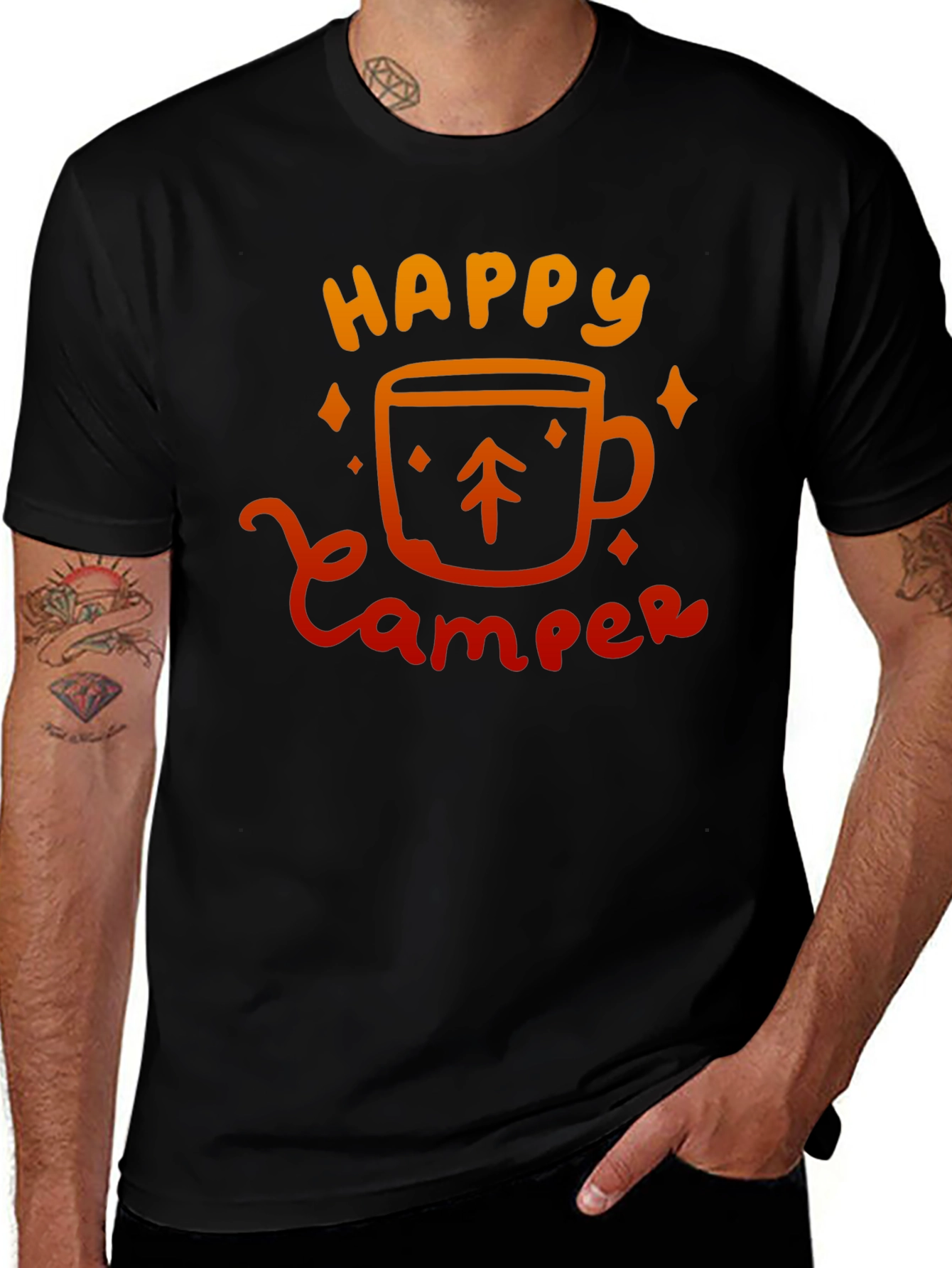 Happy Camper Graphic Tee - Black Camping Shirt