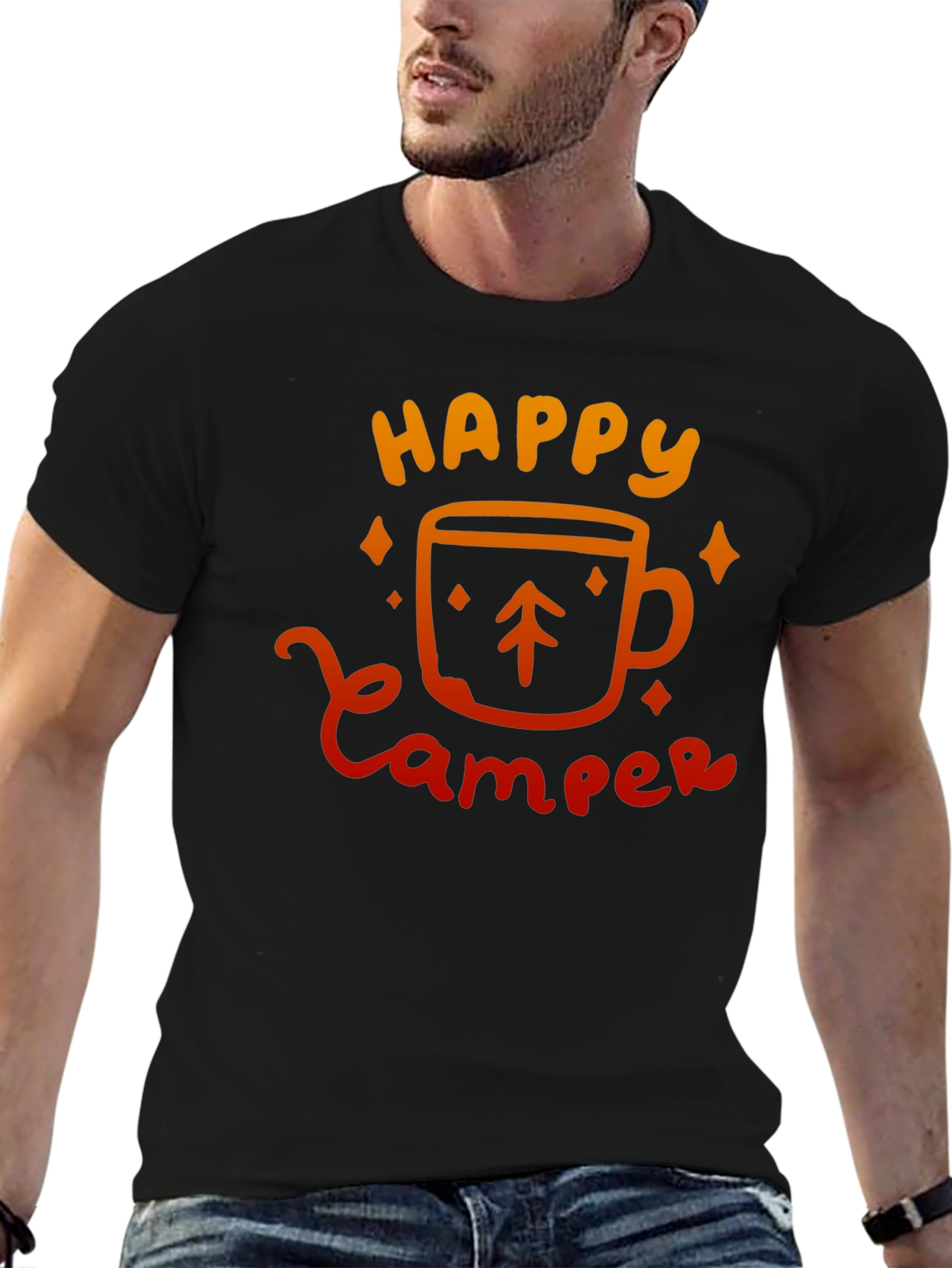 Happy Camper Graphic Tee - Black Camping Shirt