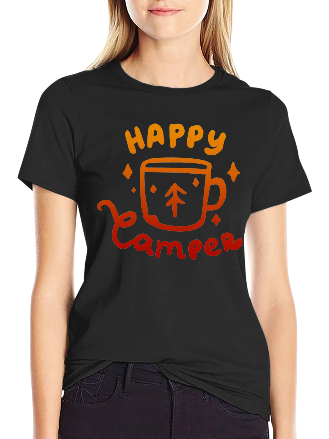 Happy Camper Graphic Tee - Black Camping Shirt