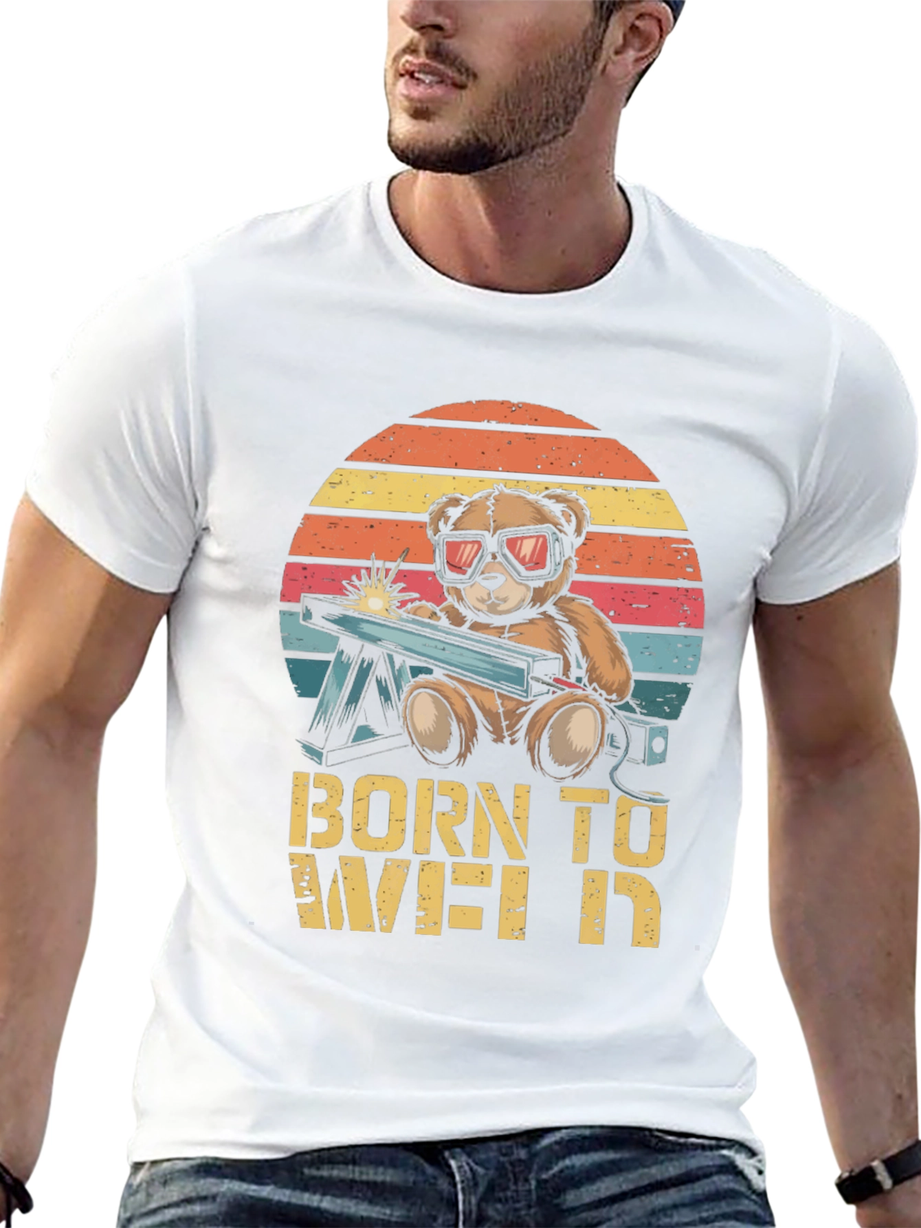 Born To Weld T-Shirt - Bear Welding Design
