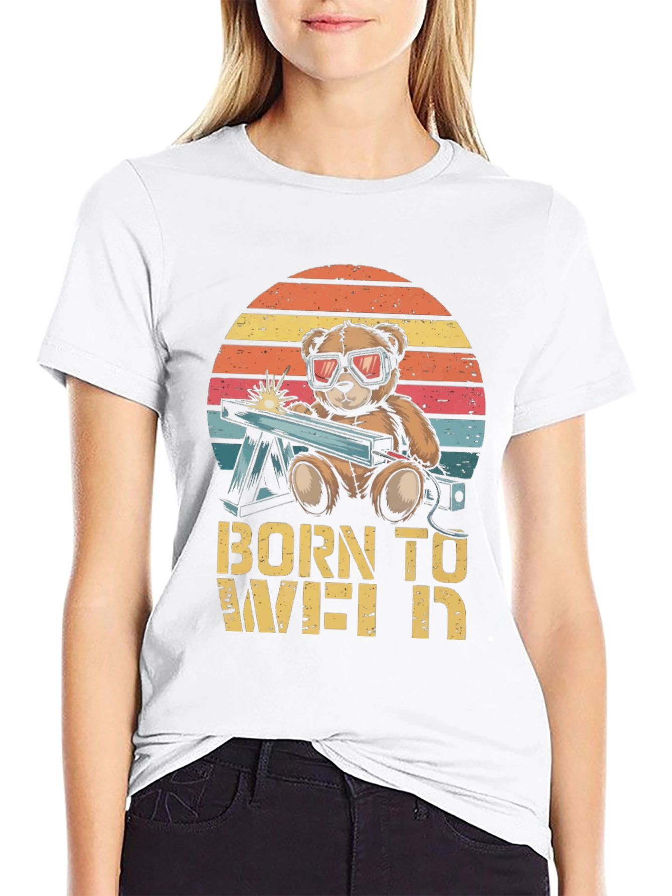 Born To Weld T-Shirt - Bear Welding Design