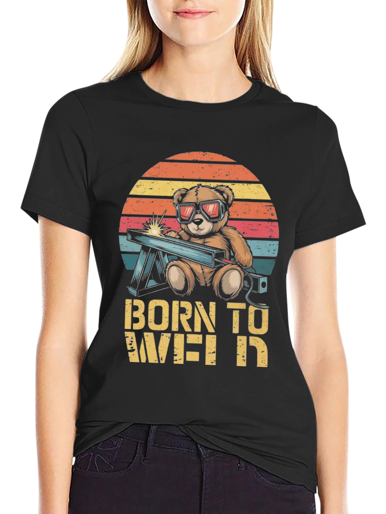 Born To Weld T-Shirt - Bear Welding Design