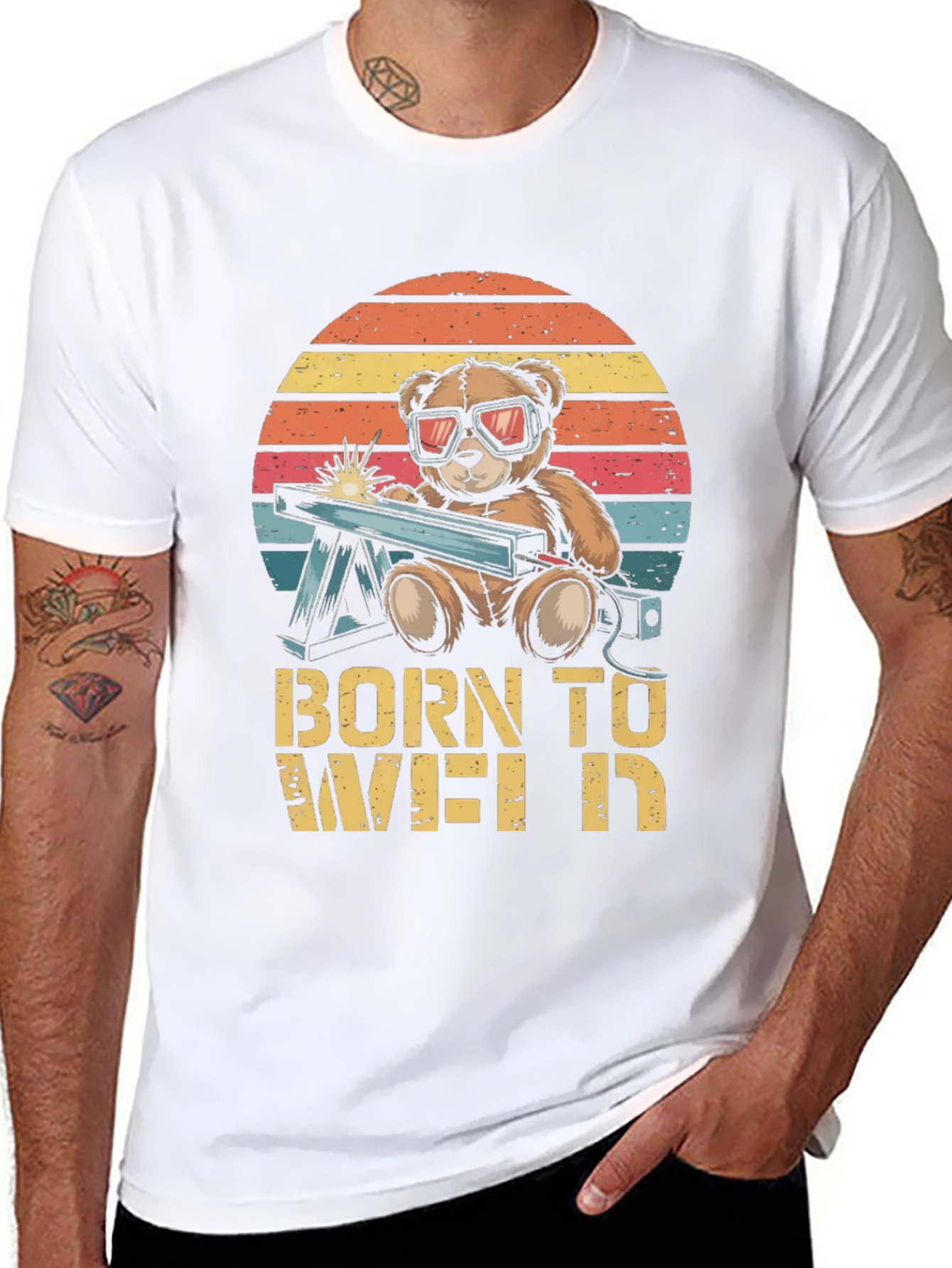 Born To Weld T-Shirt - Bear Welding Design