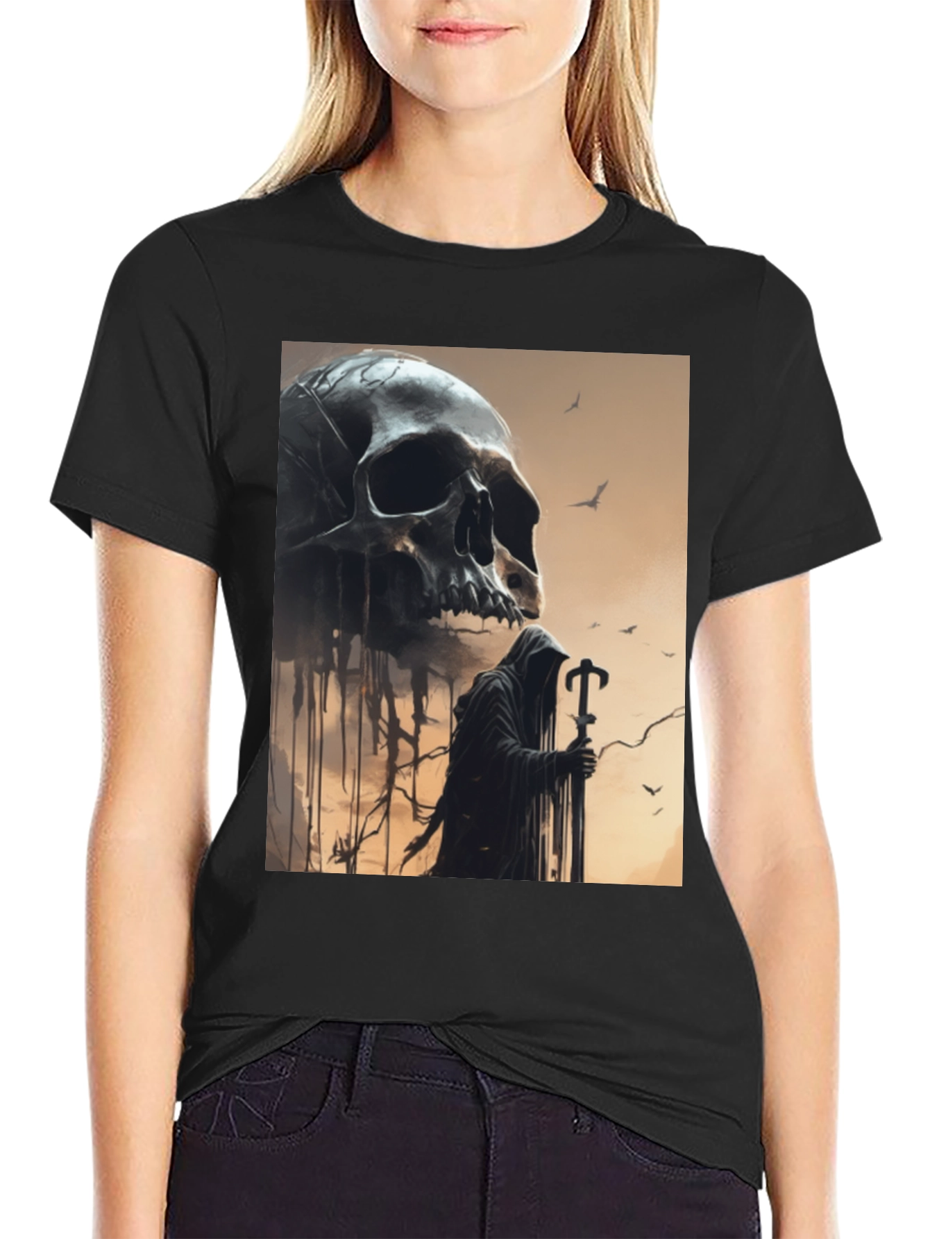 Grim Reaper Skull Graphic Tee