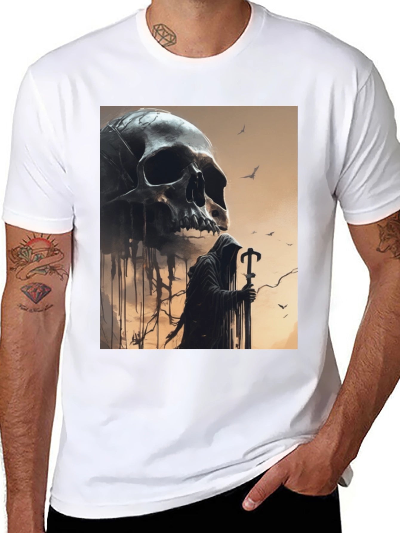 Grim Reaper Skull Graphic Tee