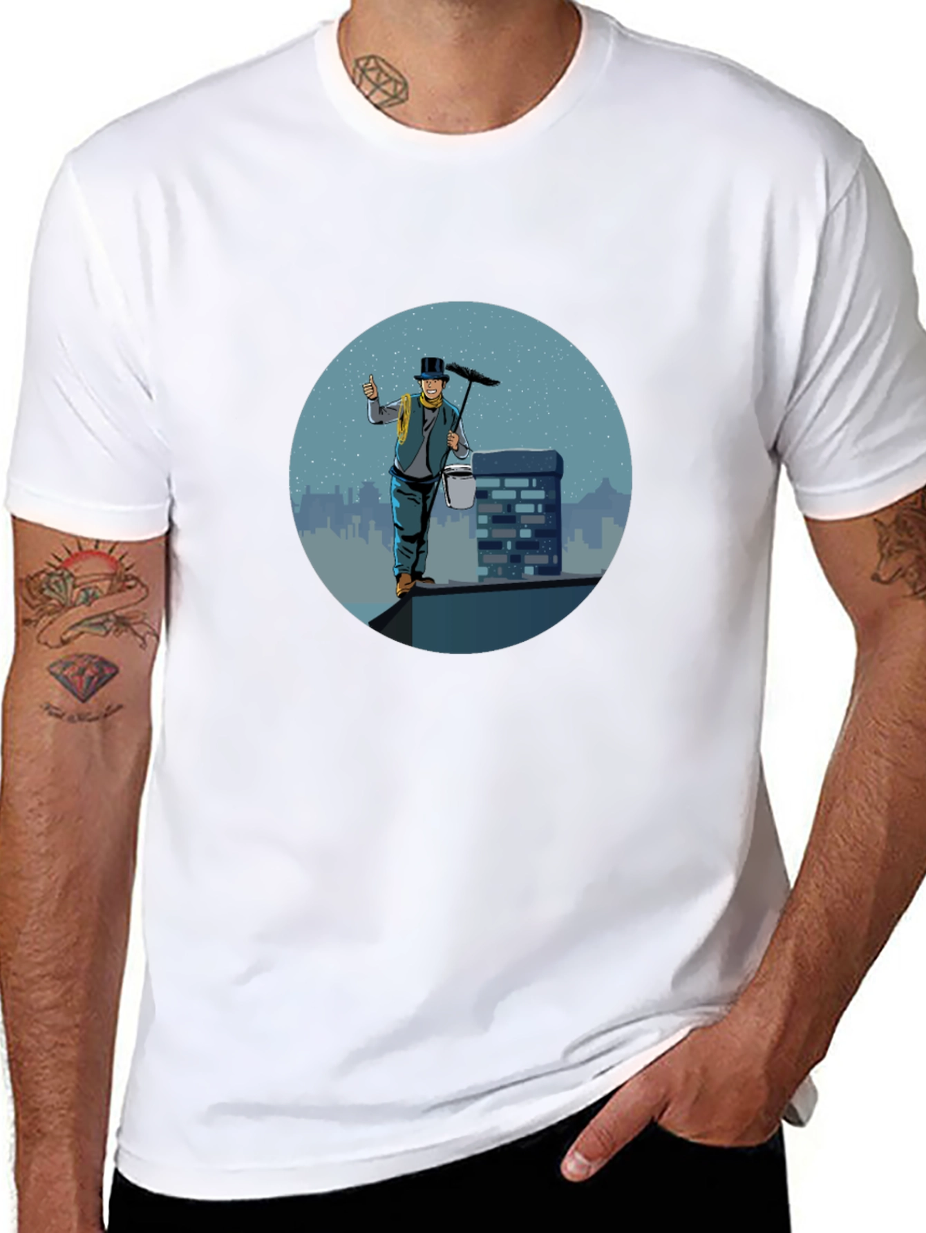 Chimney Sweep Graphic Tee - Black Cotton T-Shirt