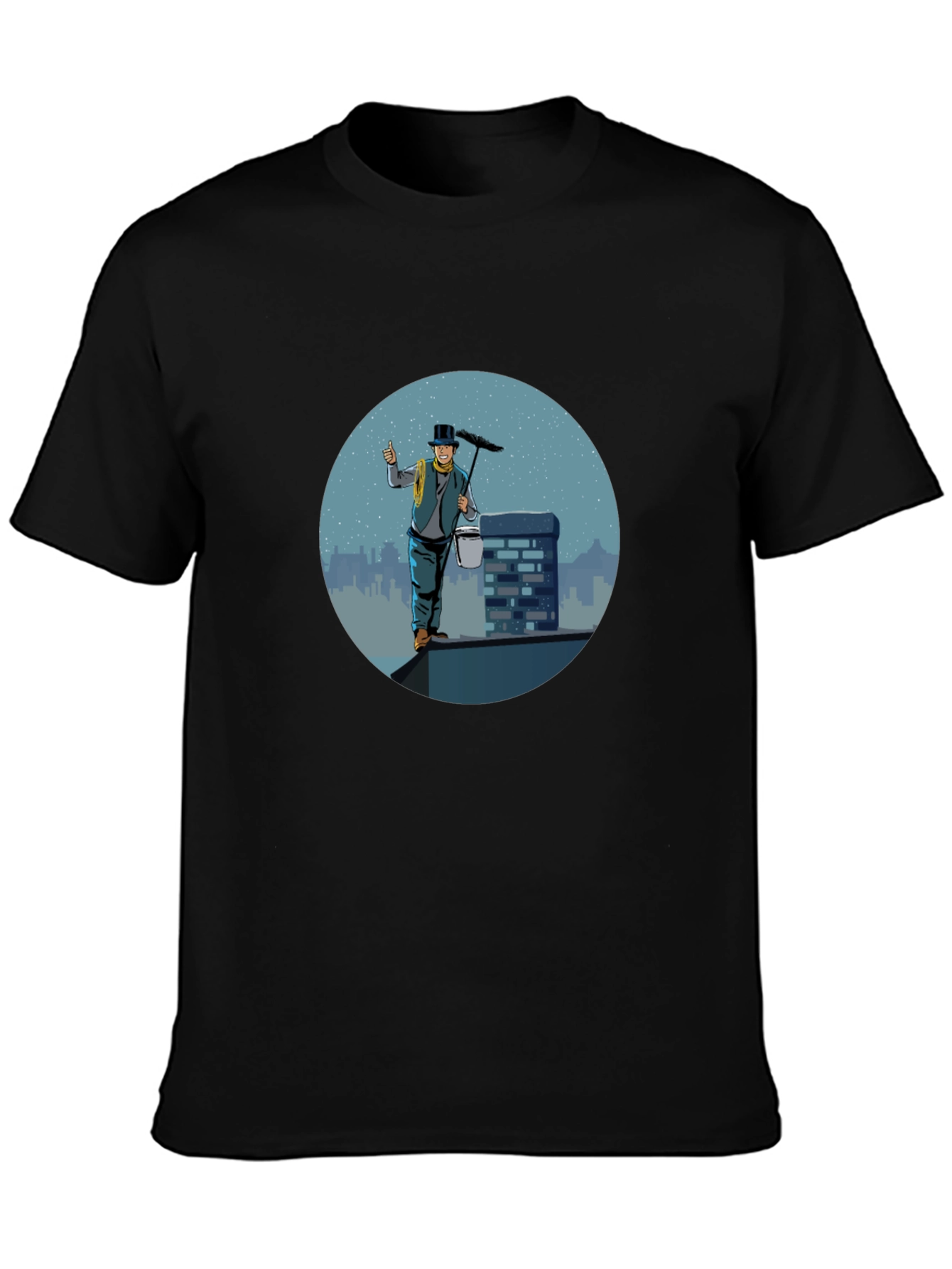 Chimney Sweep Graphic Tee - Black Cotton T-Shirt