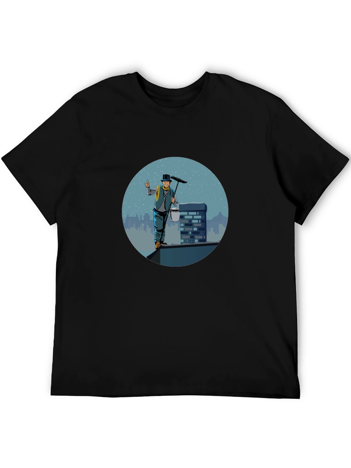Chimney Sweep Graphic Tee - Black Cotton T-Shirt