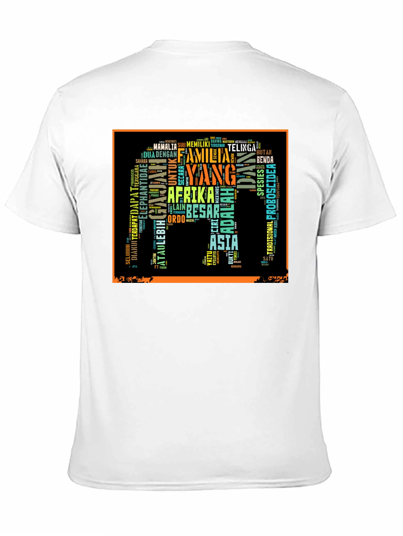 Elephant Word Art Black T-Shirt