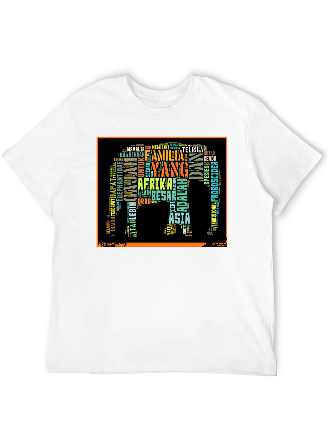 Elephant Word Art Black T-Shirt