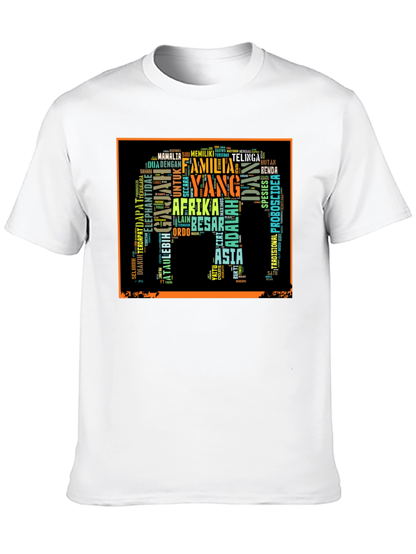 Elephant Word Art Black T-Shirt