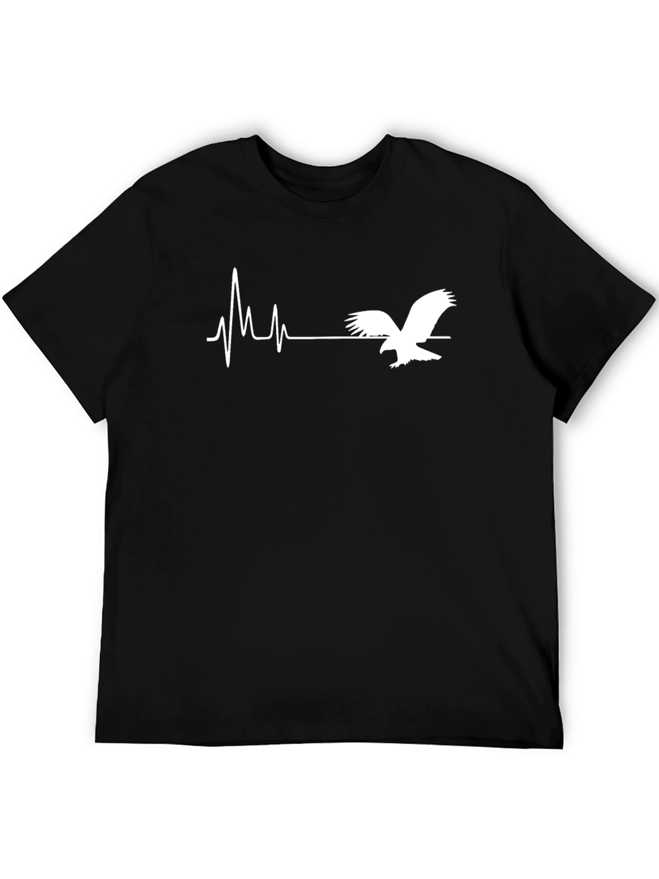Eagle Heartbeat Graphic T-Shirt - Black Cotton Blend