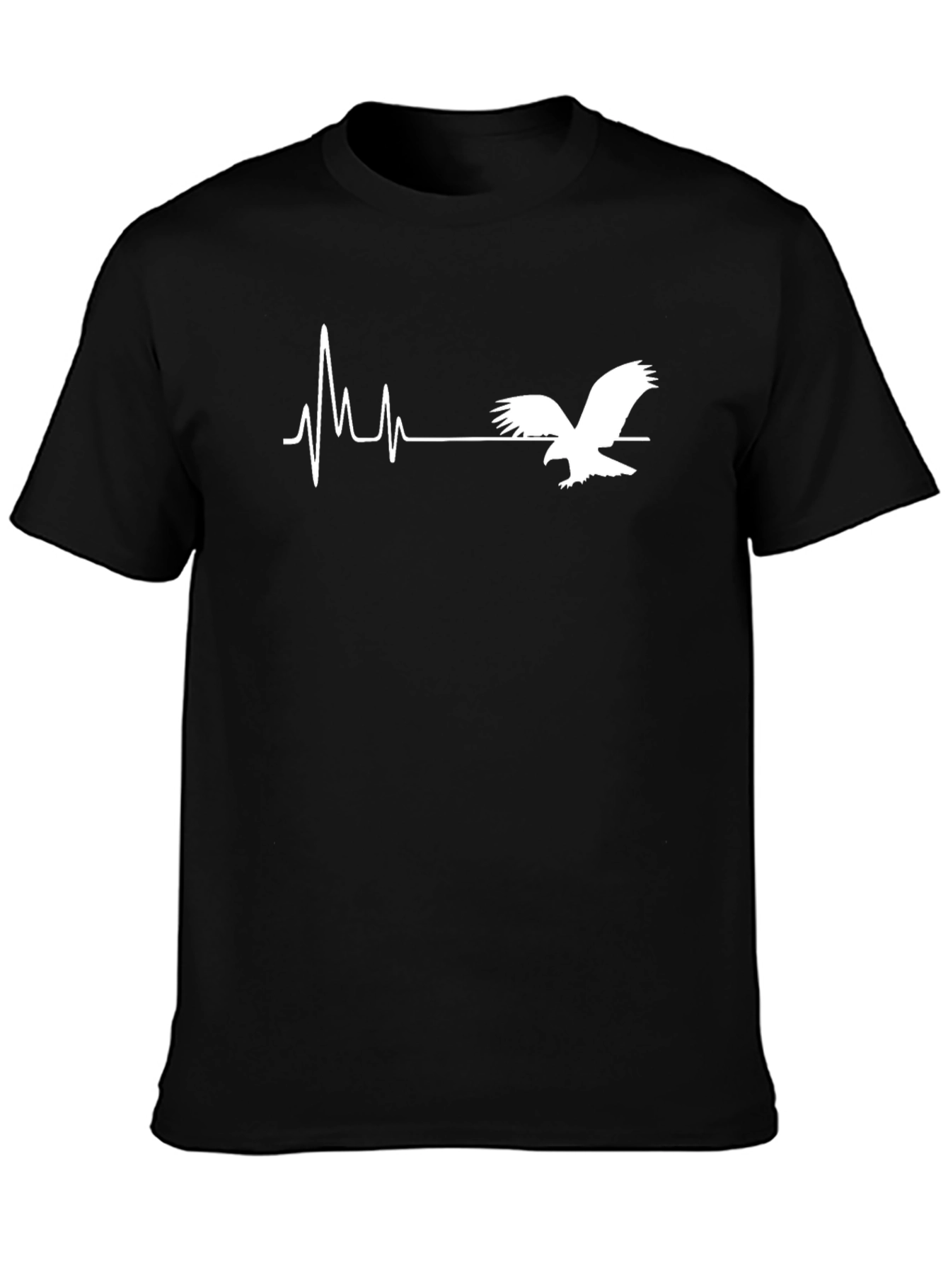 Eagle Heartbeat Graphic T-Shirt - Black Cotton Blend