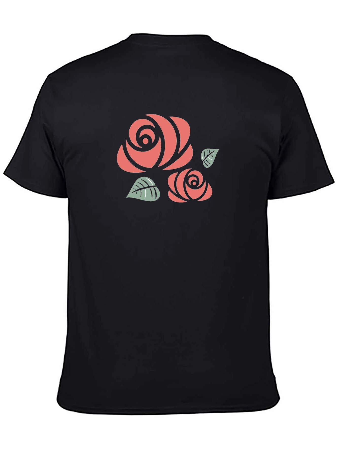 Floral Rose Graphic Tee - Black