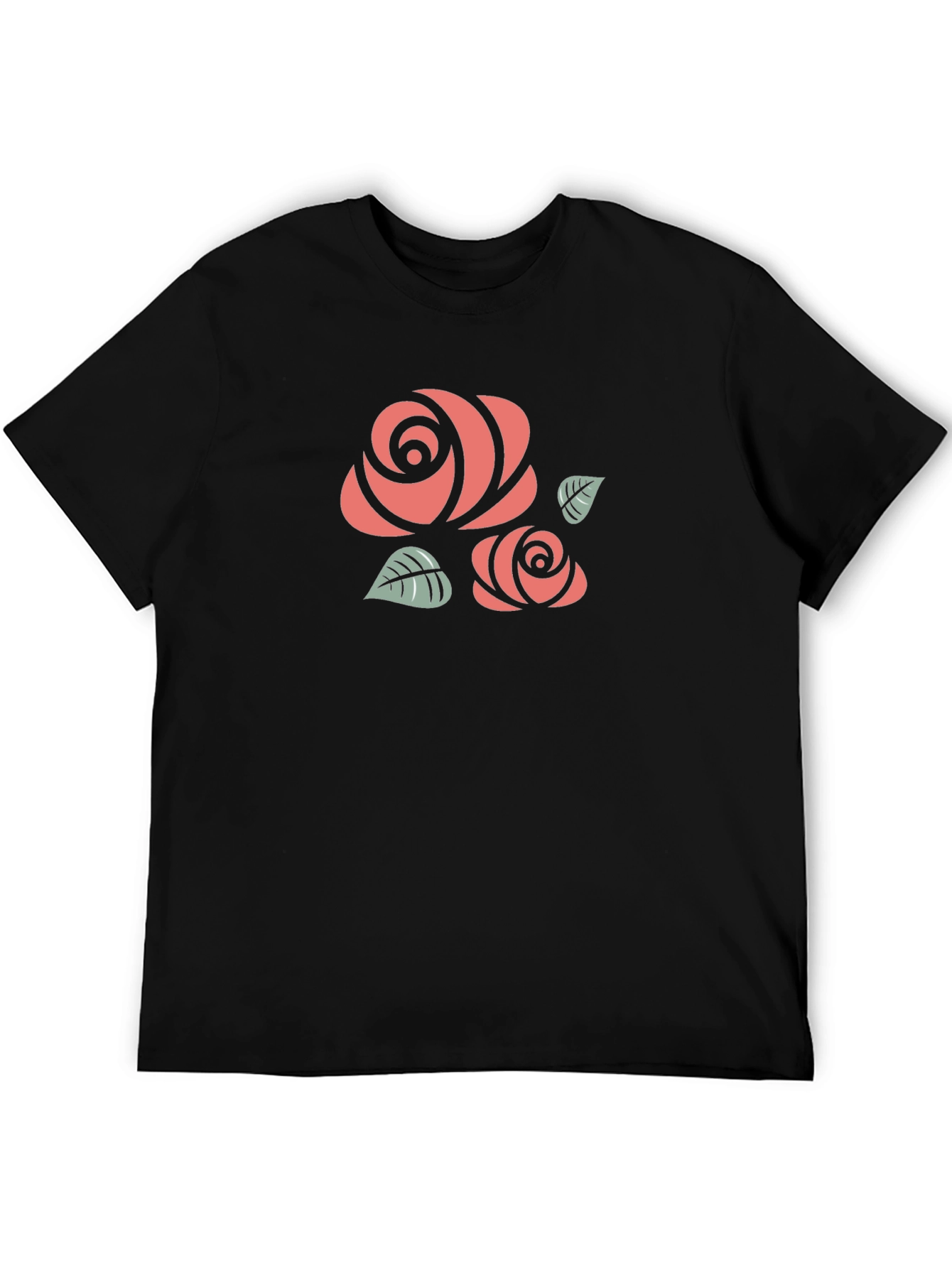 Floral Rose Graphic Tee - Black
