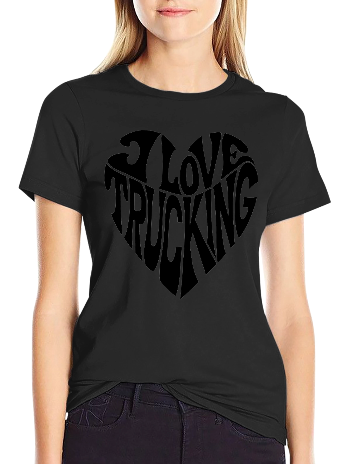 I Love Trucking Heart Graphic T-Shirt