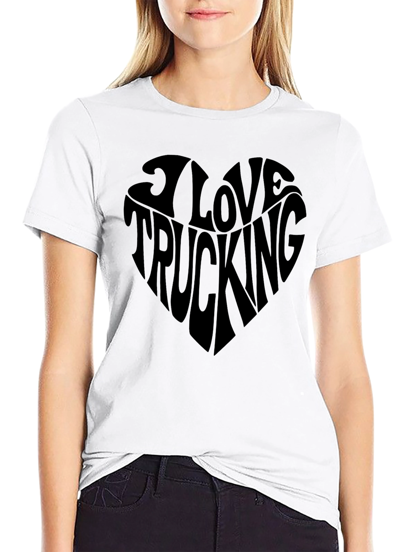 I Love Trucking Heart Graphic T-Shirt