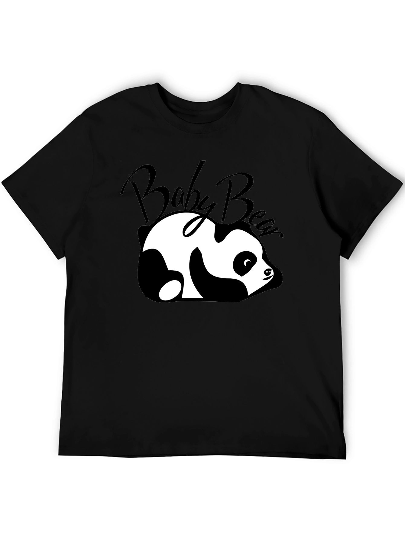 Cute Baby Bear Panda Graphic T-Shirt - Black