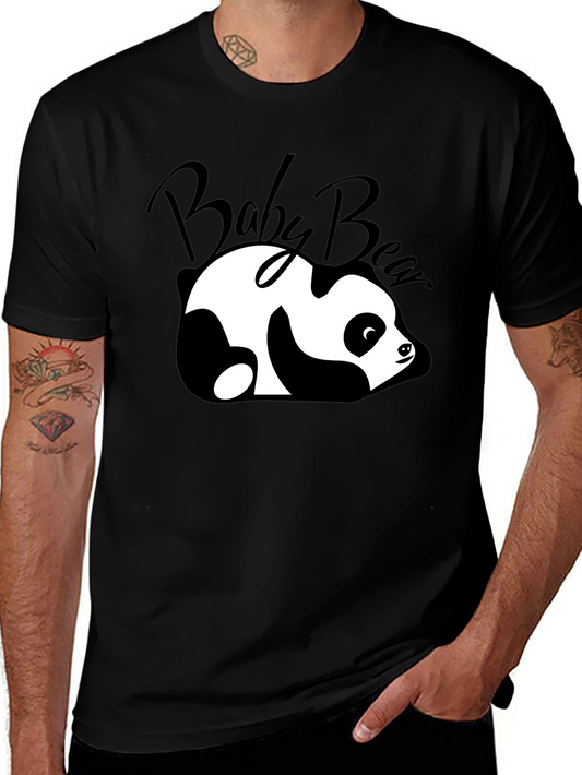 Cute Baby Bear Panda Graphic T-Shirt - Black