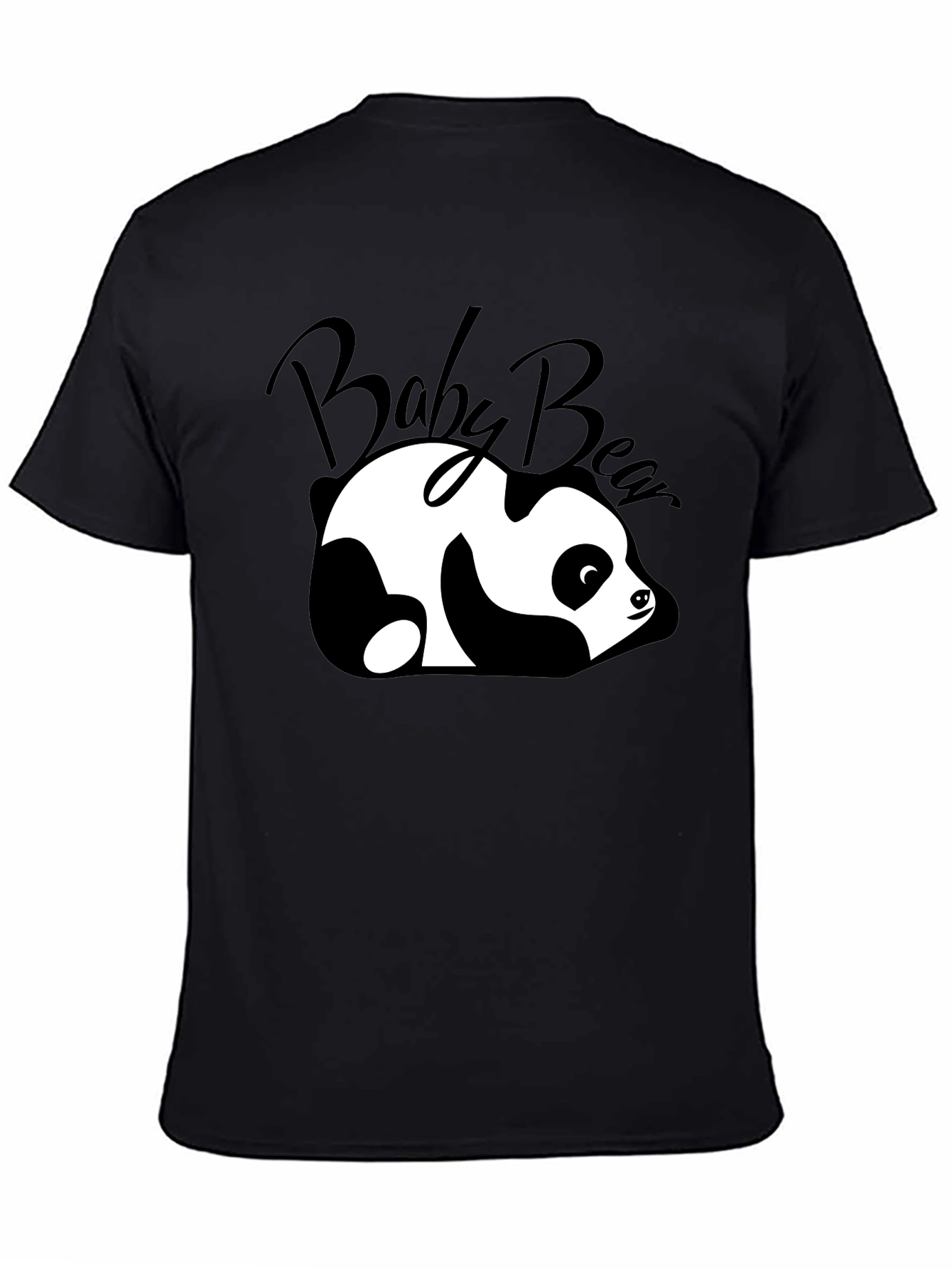 Cute Baby Bear Panda Graphic T-Shirt - Black