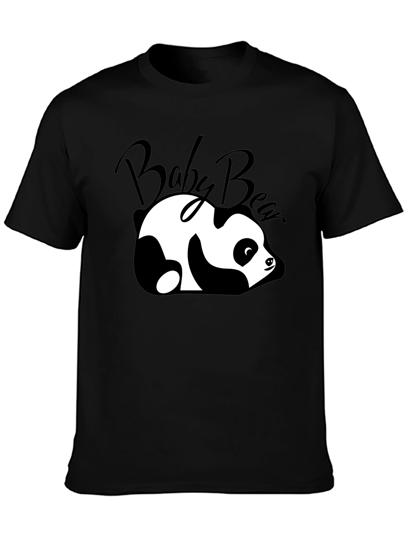 Cute Baby Bear Panda Graphic T-Shirt - Black