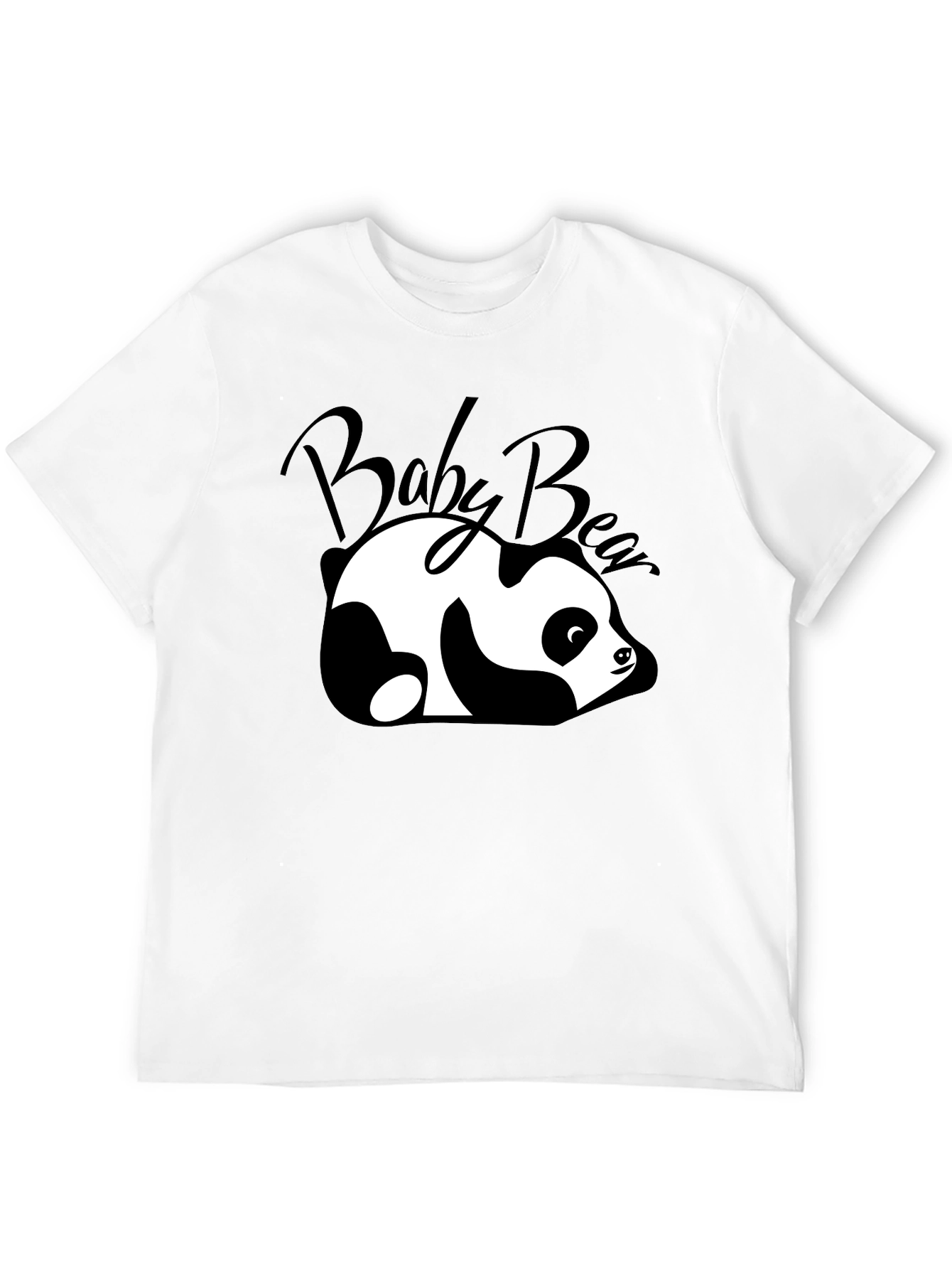 Cute Baby Bear Panda Graphic T-Shirt - Black