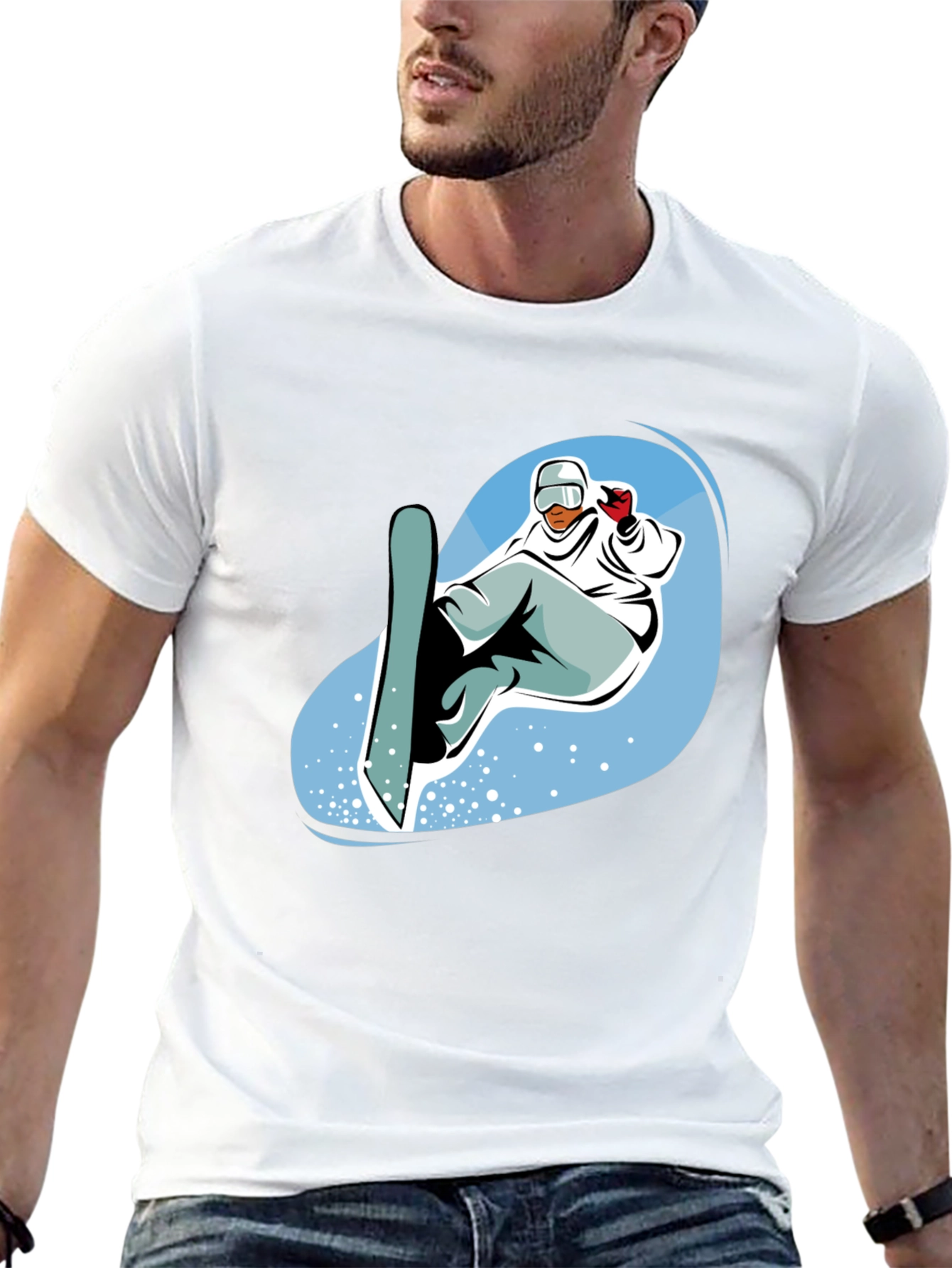 Mens Black Snowboard Graphic Tee