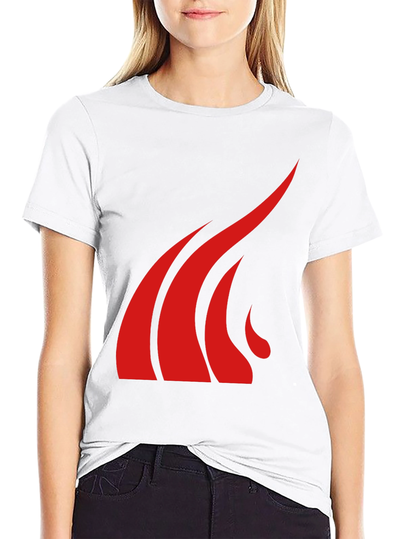 Bold Red Graphic Tee - Black Cotton Blend