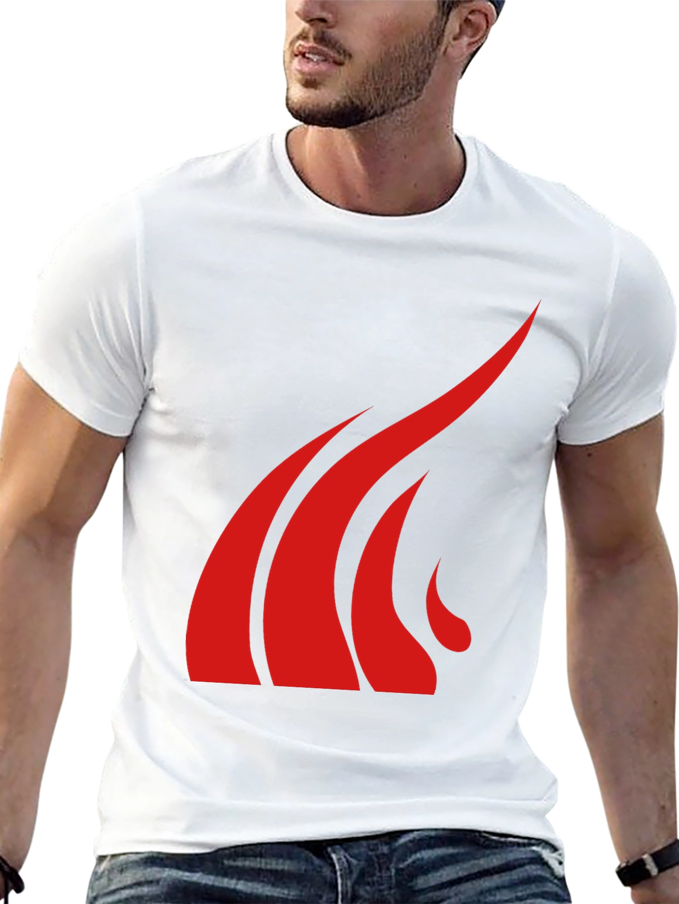 Bold Red Graphic Tee - Black Cotton Blend