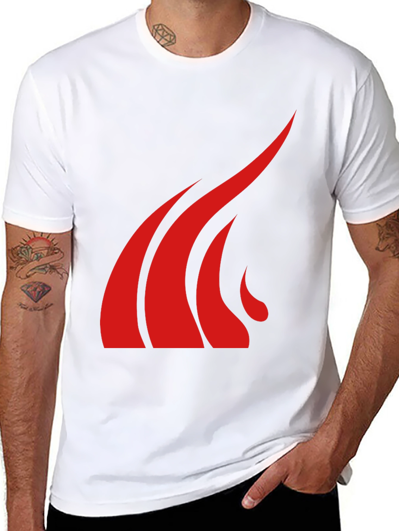 Bold Red Graphic Tee - Black Cotton Blend