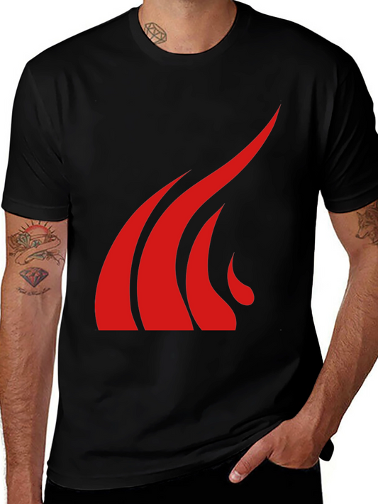 Bold Red Graphic Tee - Black Cotton Blend